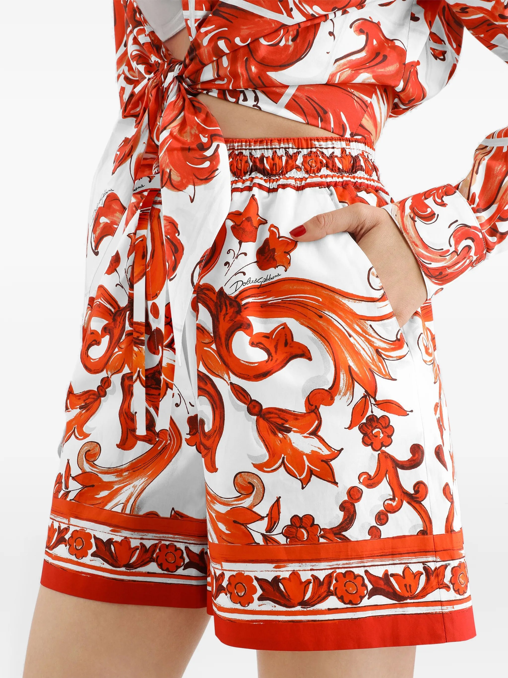 Majolica-print bermuda poplin shorts