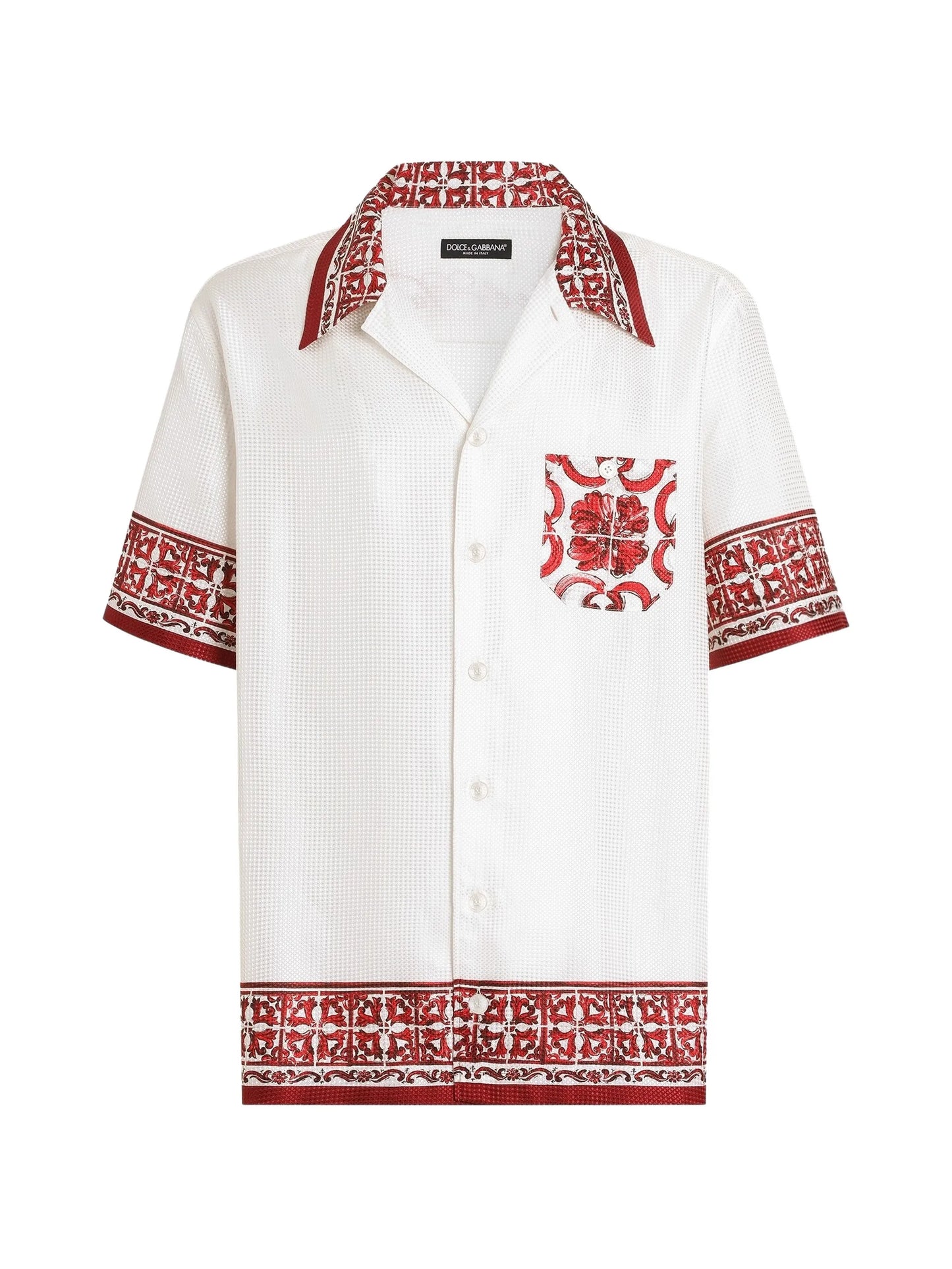 Majolica-print bright jacquard Hawaii shirt