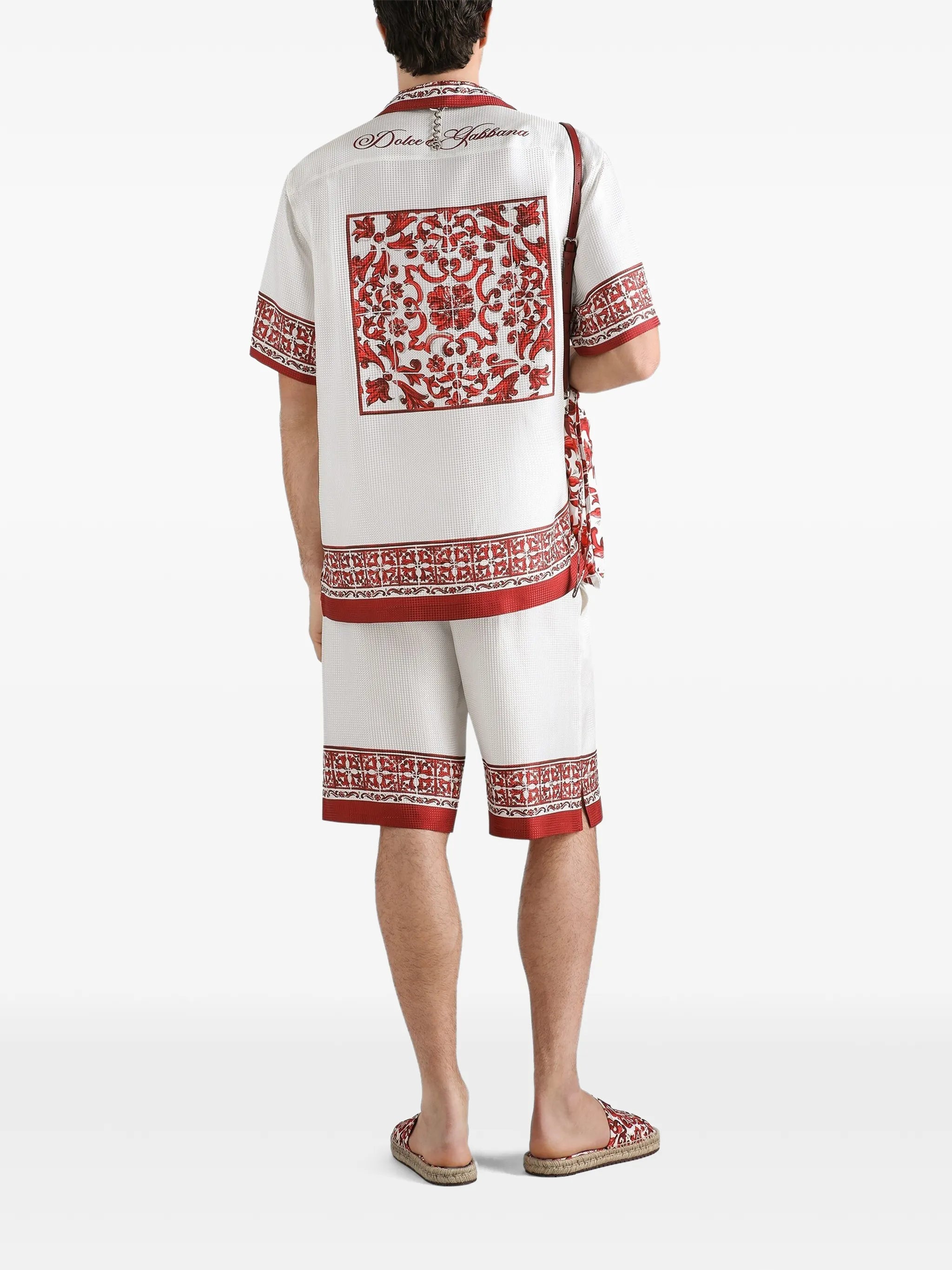 Majolica-print jacquard hawaii shirt