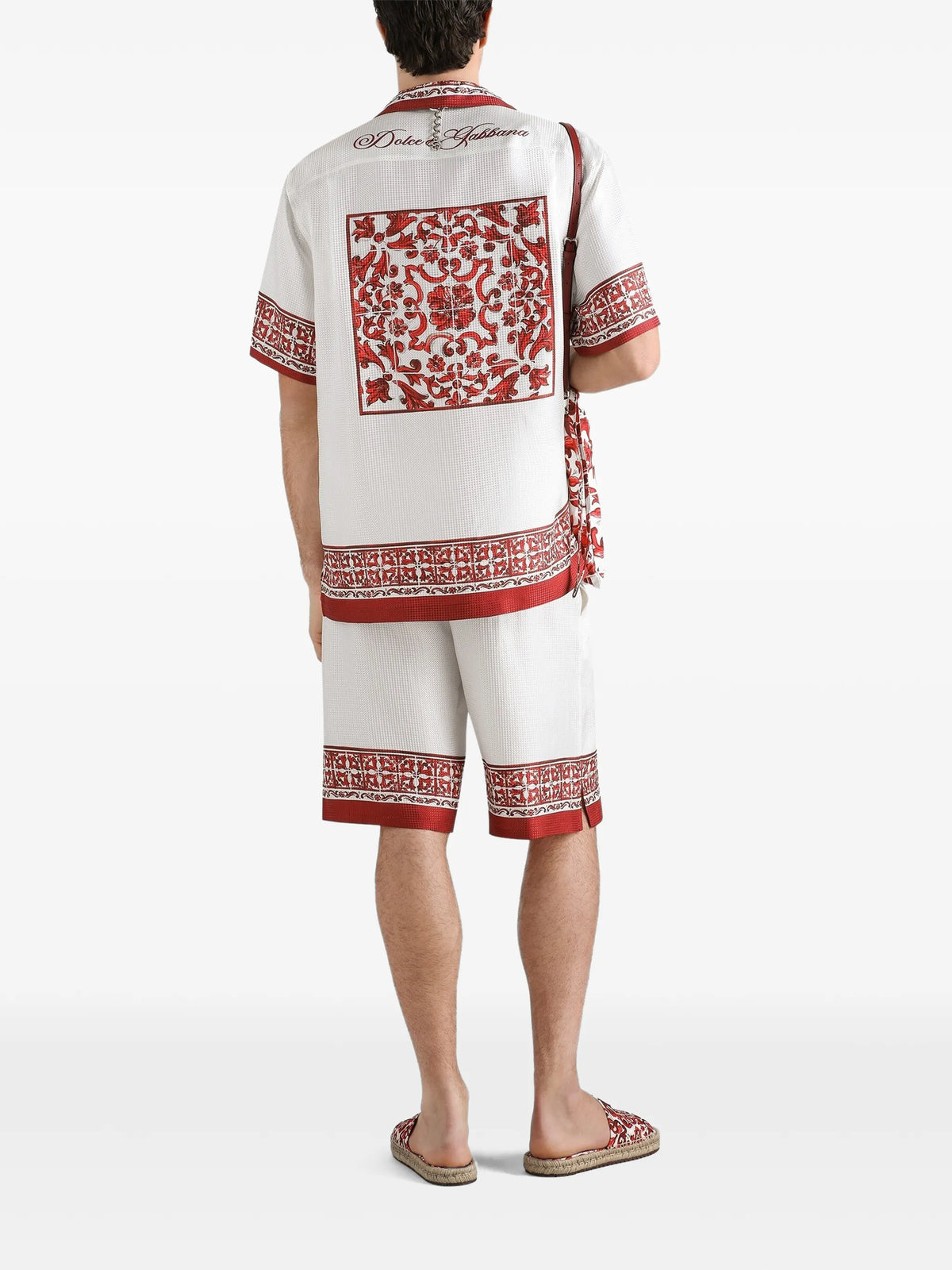 Majolica-print jacquard hawaii shirt
