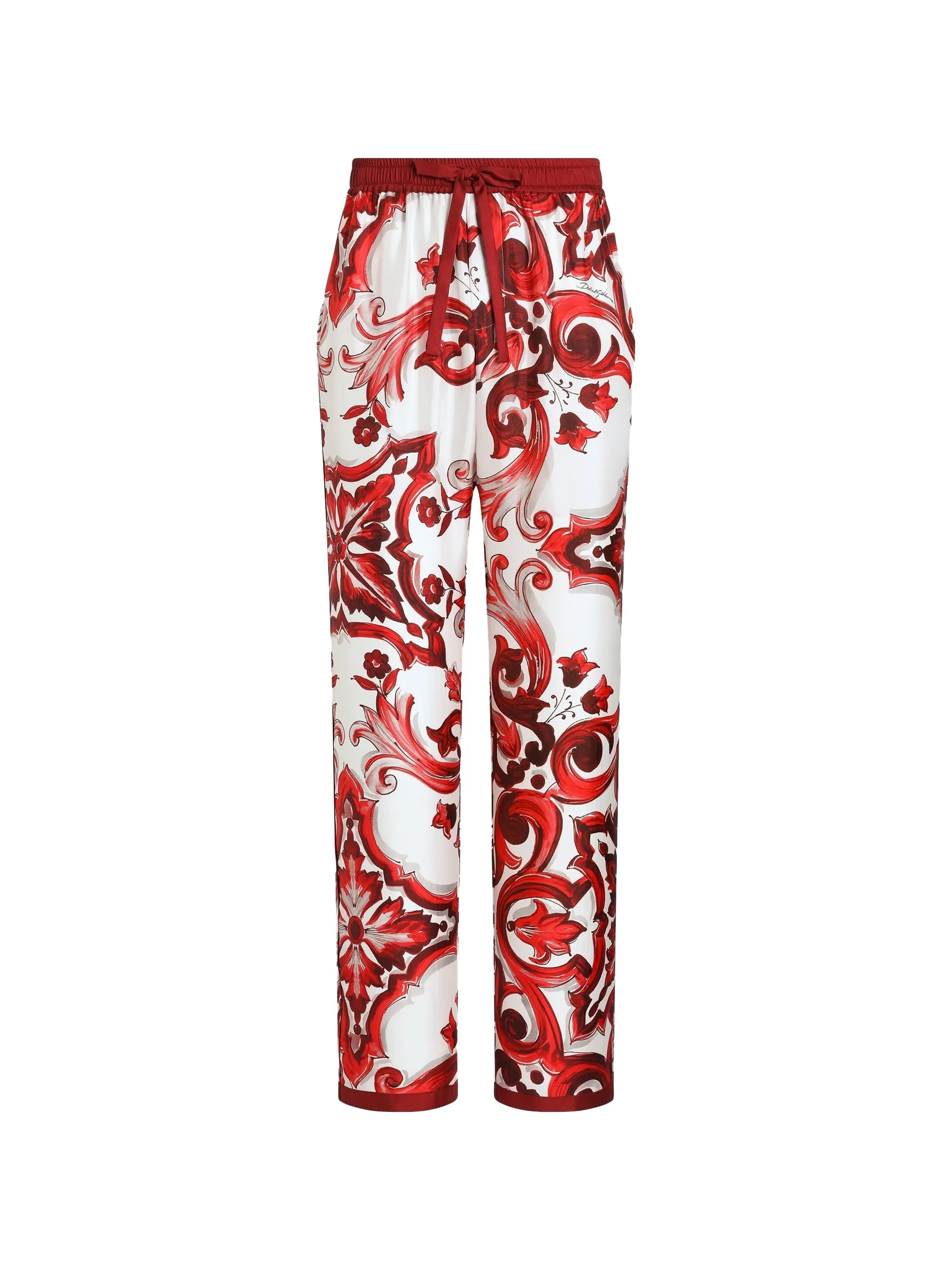 Majolica-print twill vanity trousers