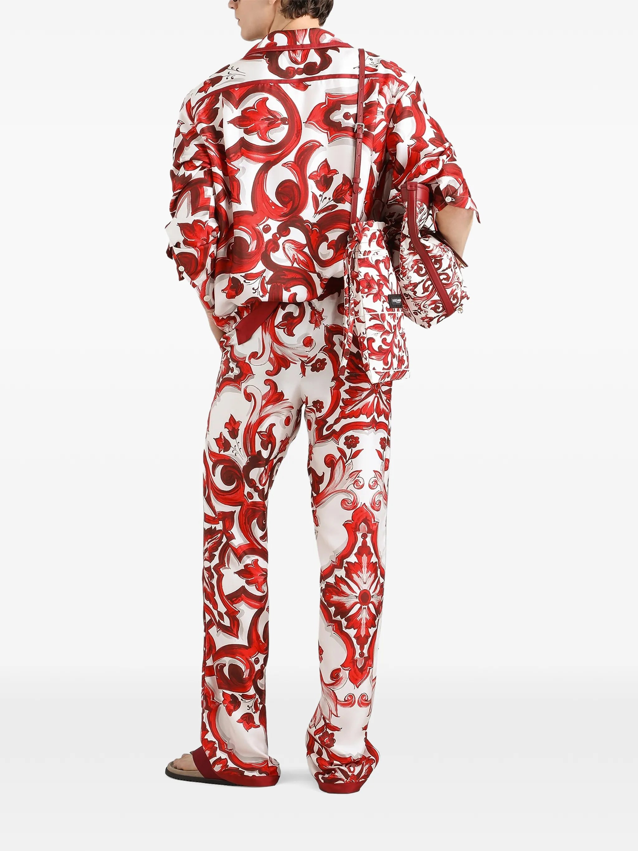 Majolica-print twill vanity trousers