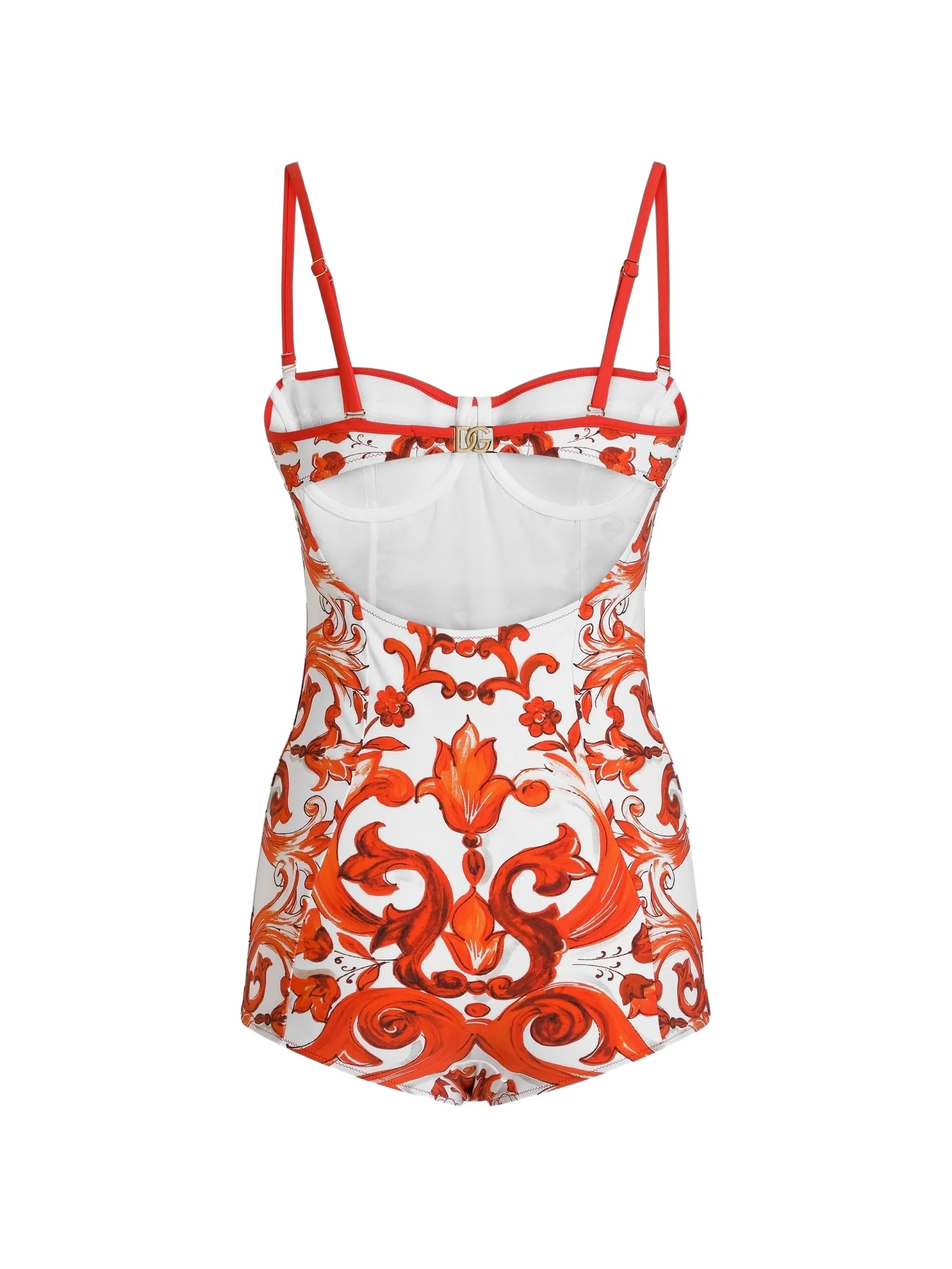 Majolica-print one-piece swimsuit