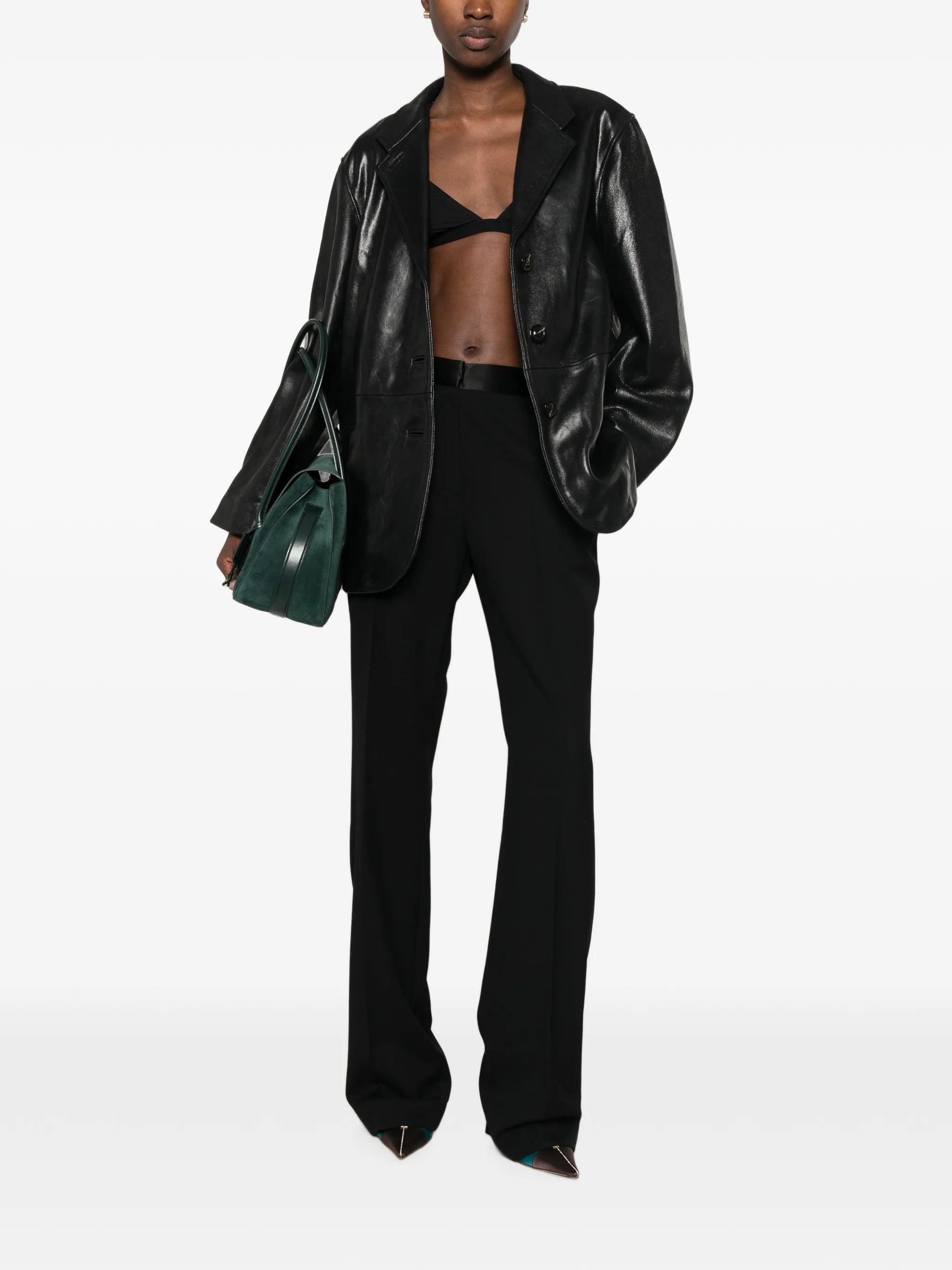 grain de poudre-texture tailored trousers
