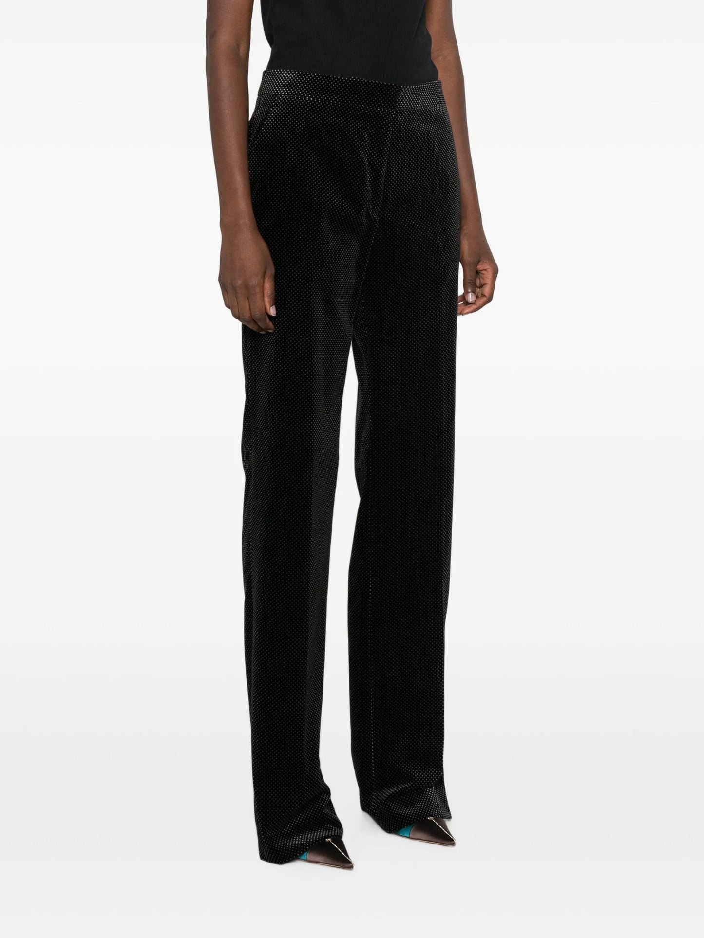 polka-dot velvet trousers