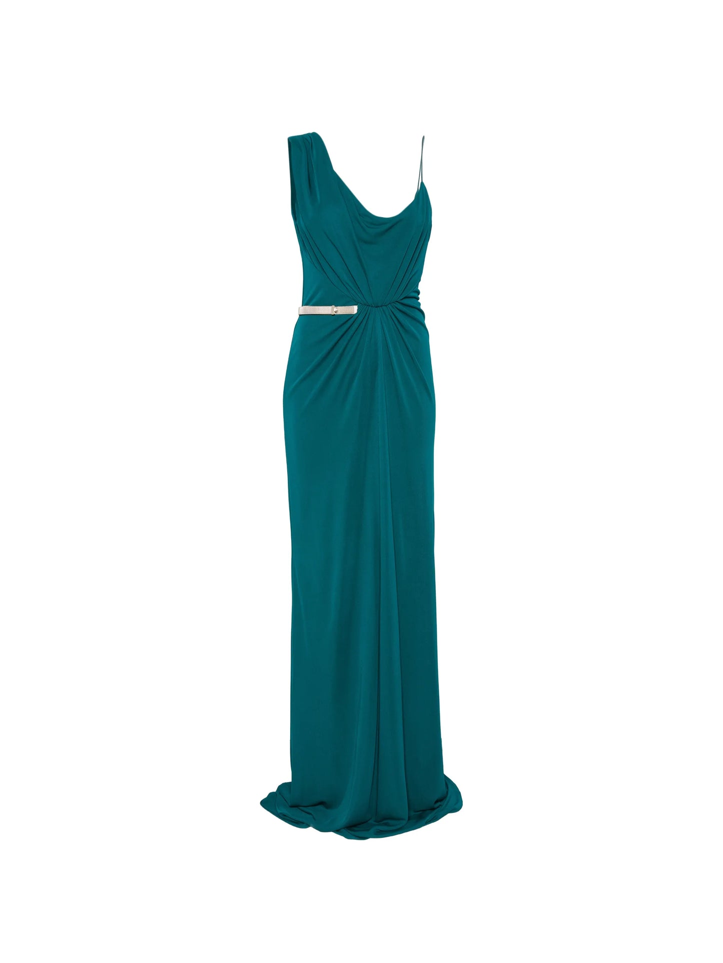 asymmetric draped evening maxi dress