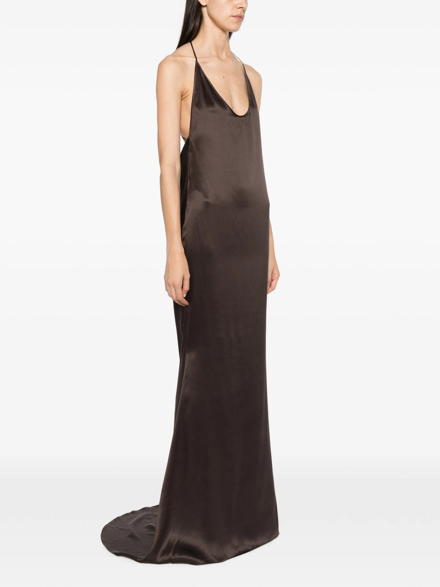 halterneck silk-satin maxi dress