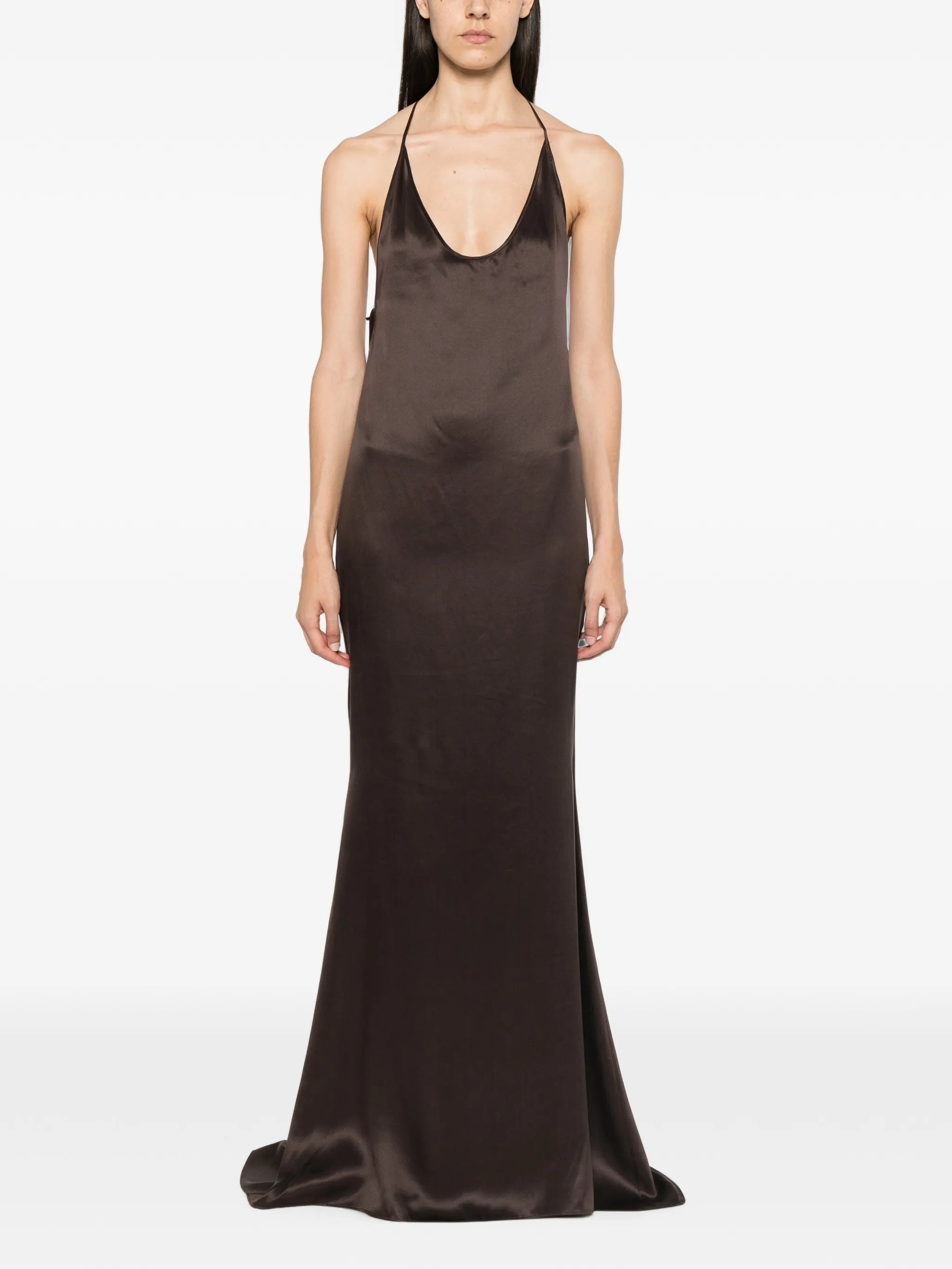 halterneck silk-satin maxi dress