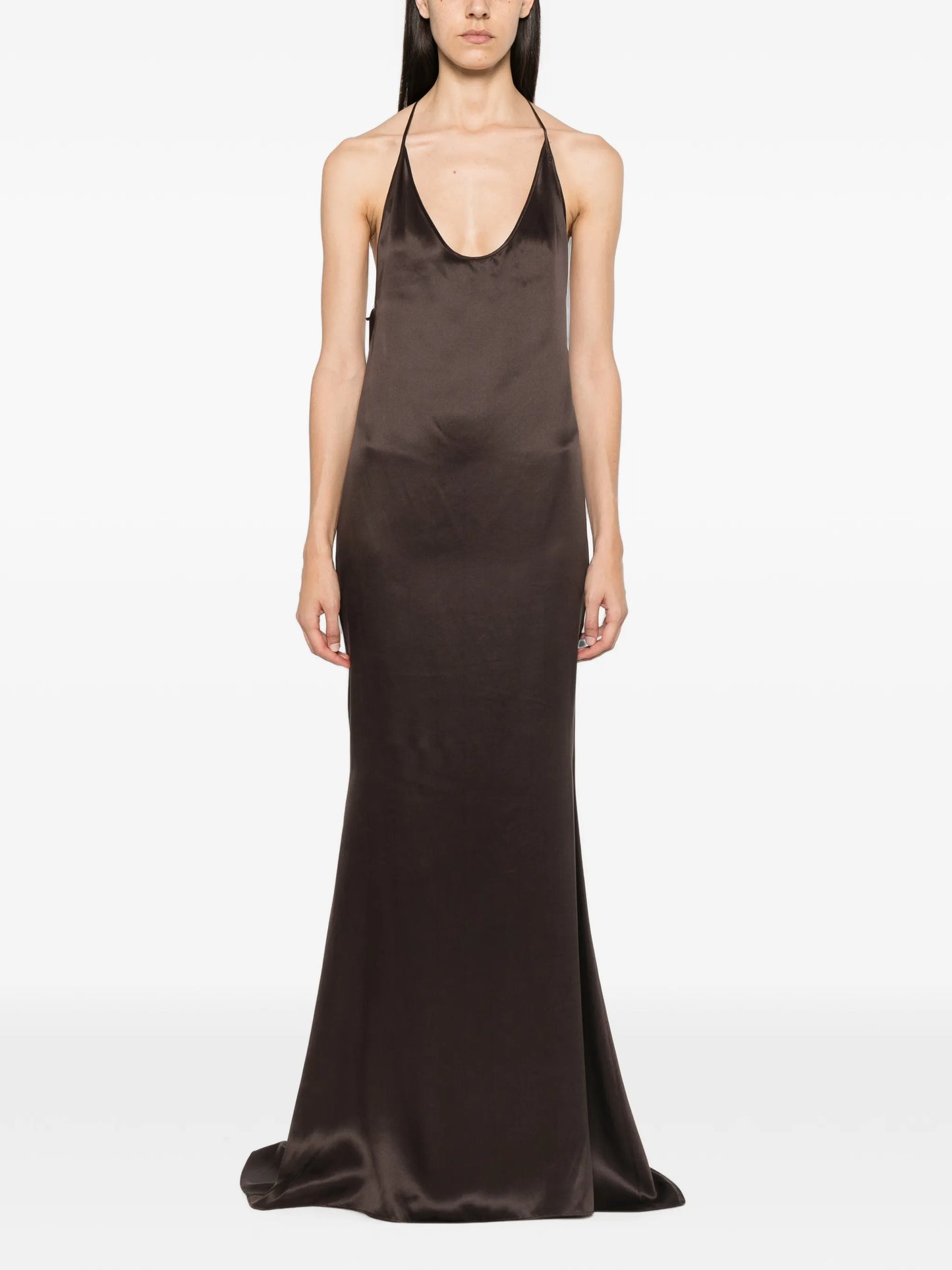 halterneck silk-satin maxi dress