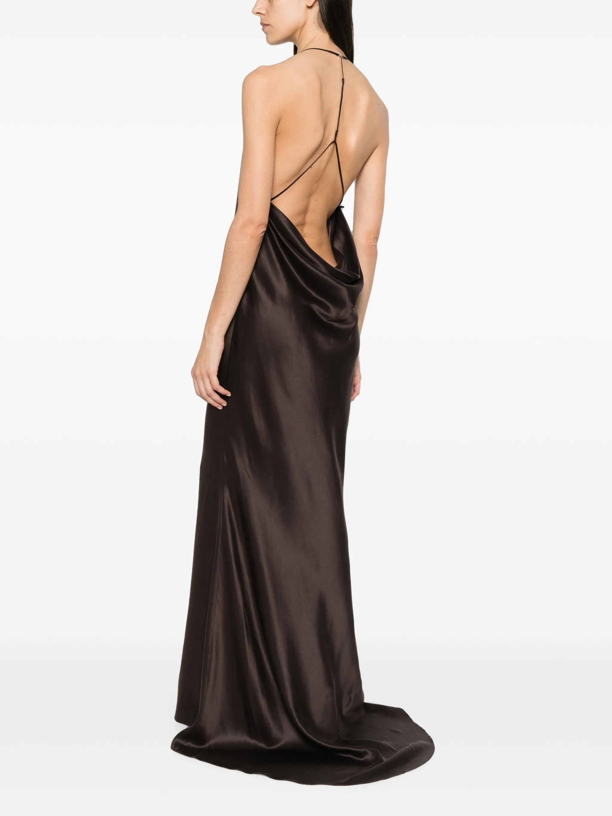 halterneck silk-satin maxi dress