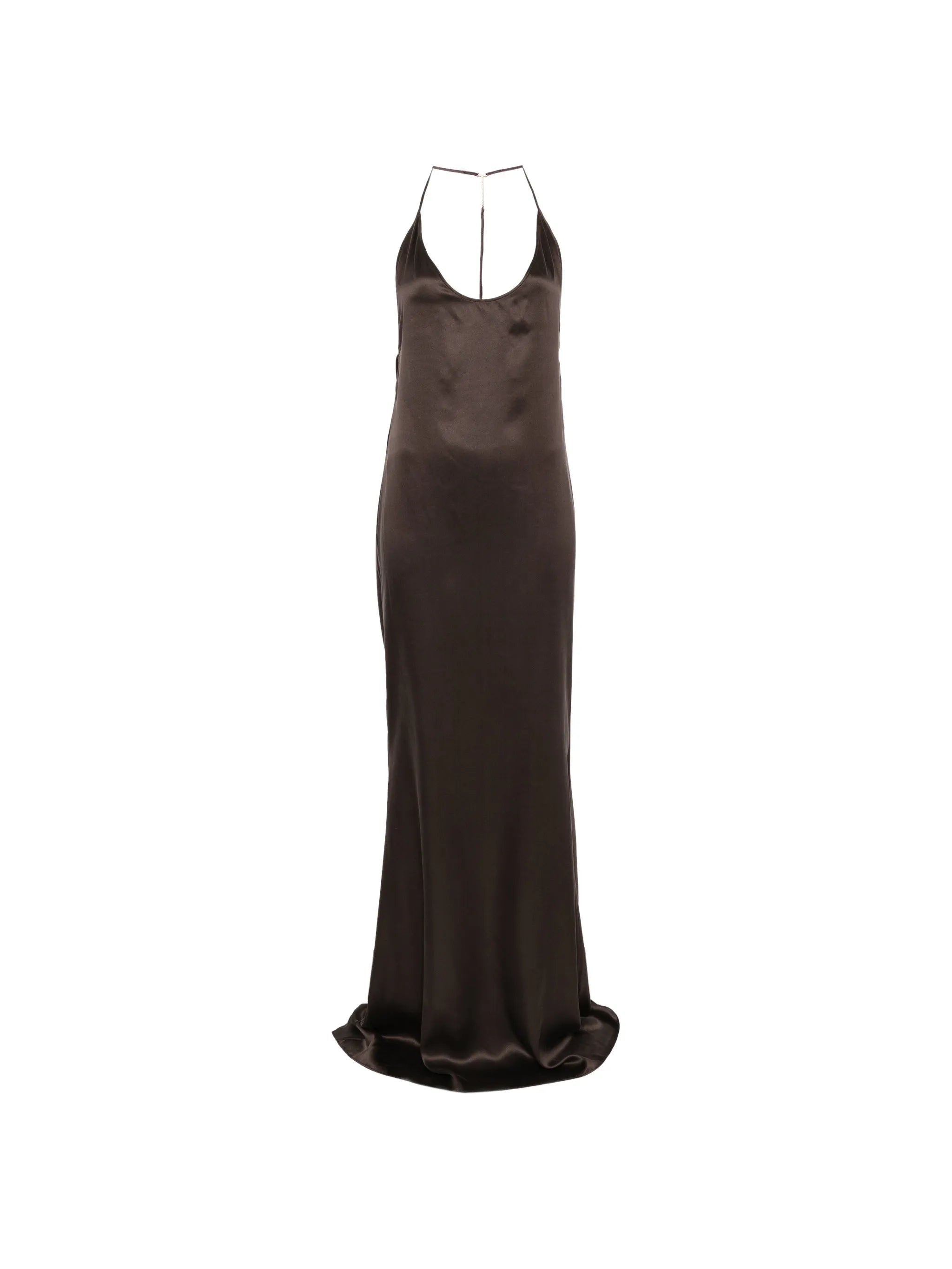 halterneck silk-satin maxi dress