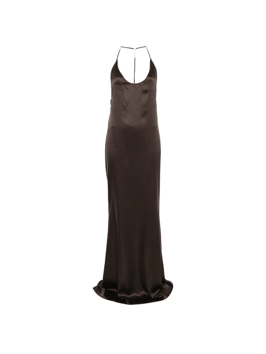 halterneck silk-satin maxi dress