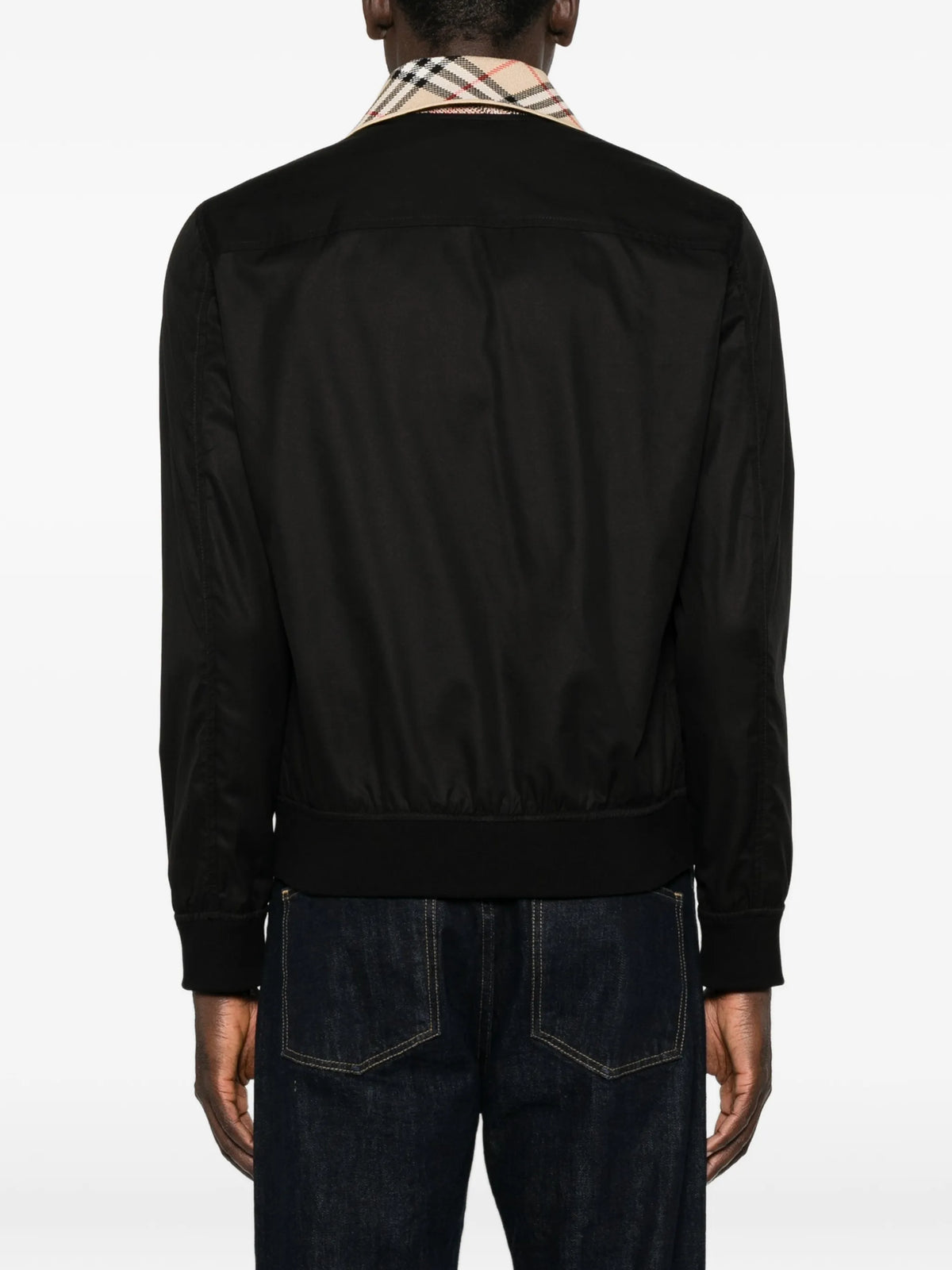 Check-collar Harrington bomber jacket