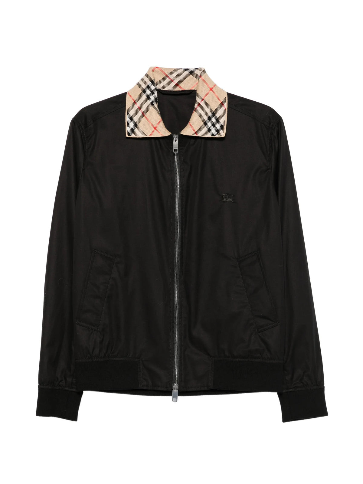 Check-collar Harrington bomber jacket