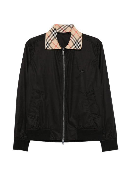 Check-collar Harrington bomber jacket