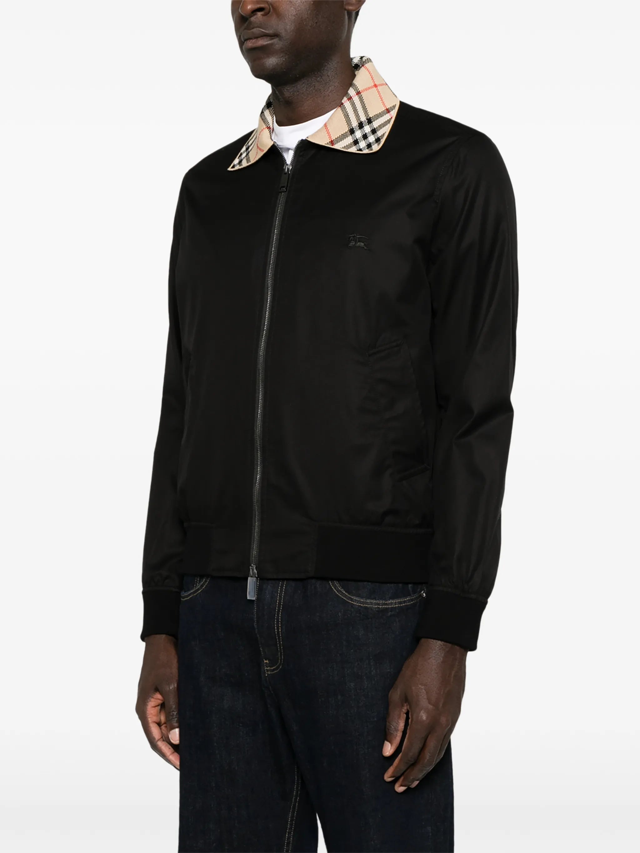 Check-collar Harrington bomber jacket