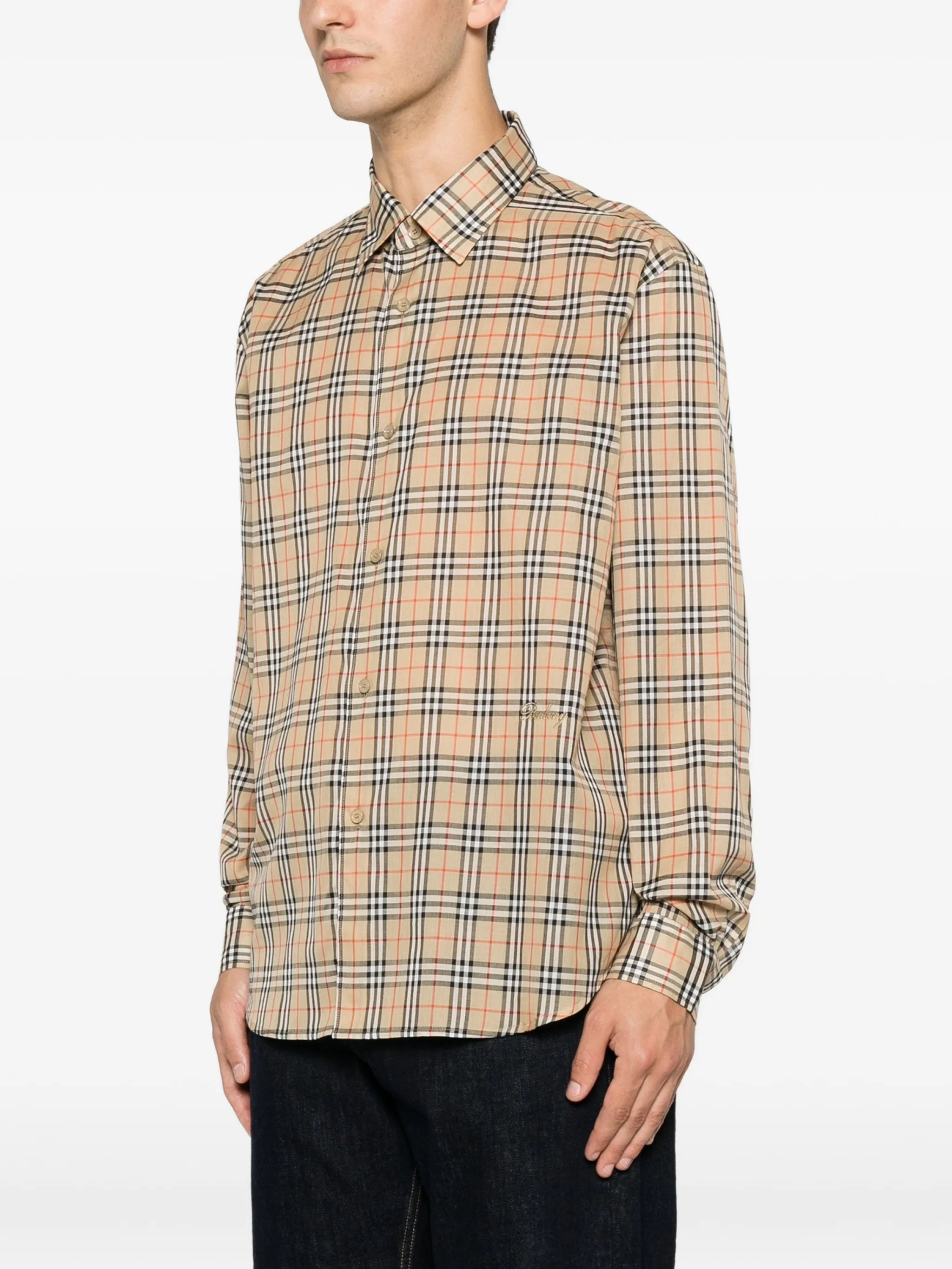 check-pattern long-sleeve shirt