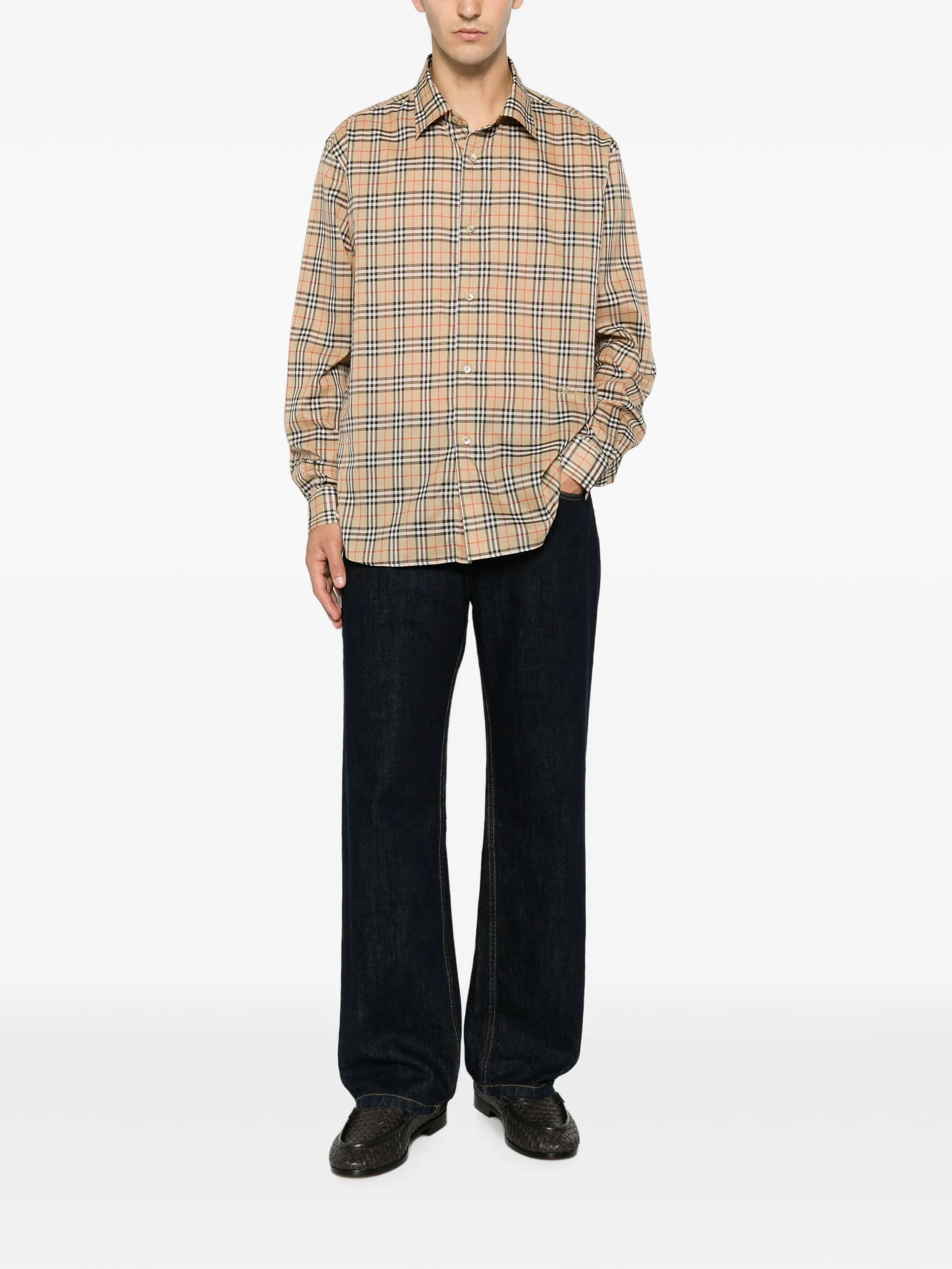 check-pattern long-sleeve shirt