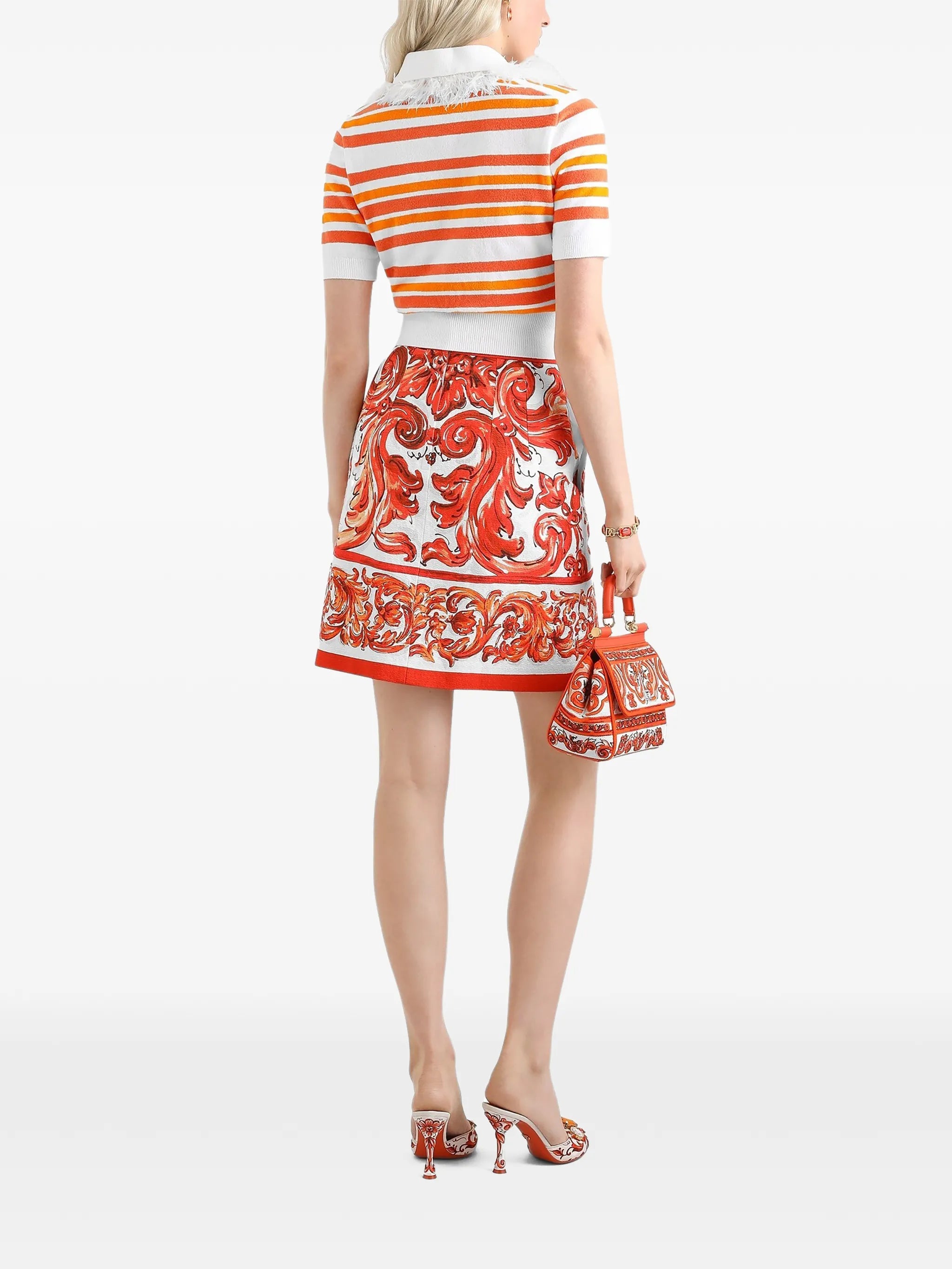 miniskirt in Majolica-print mat