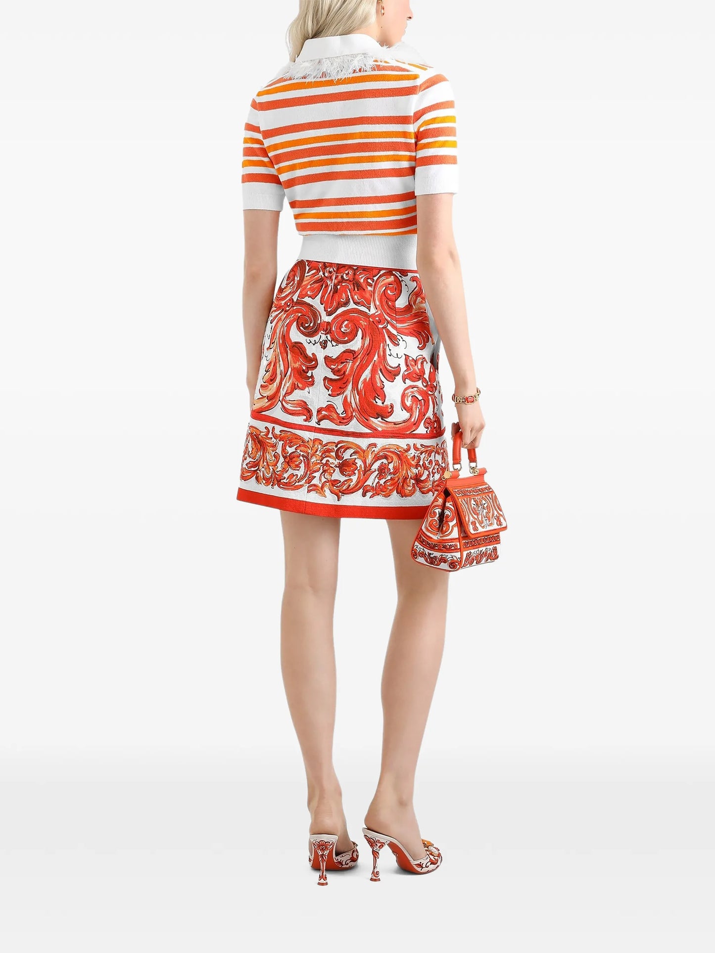 miniskirt in Majolica-print mat