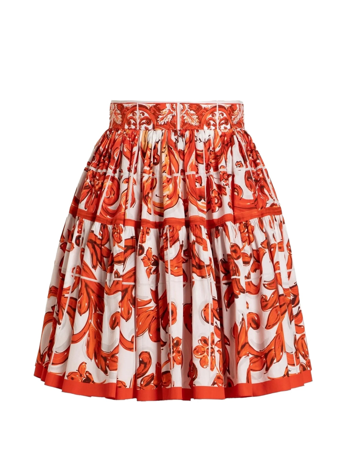 Majolica-print poplin short skirt