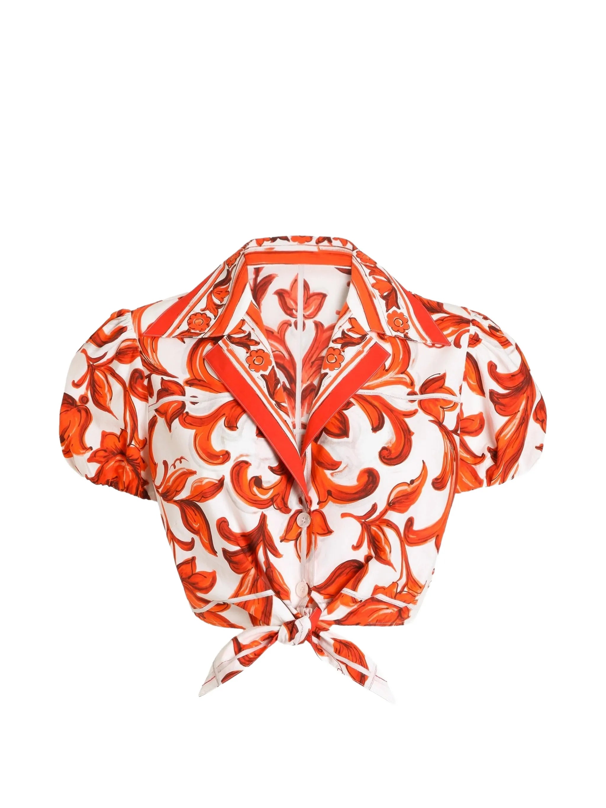 Majolica-prints short-sleeved top