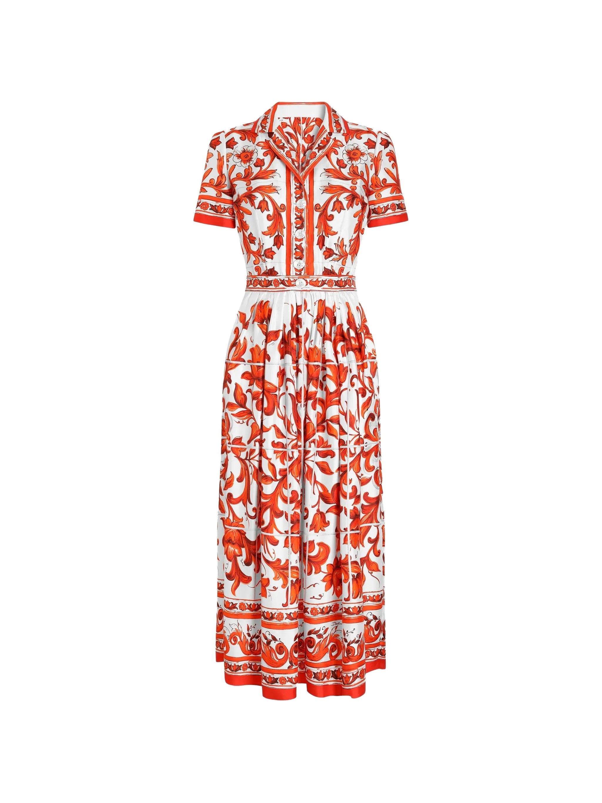 majolica-print twill dress