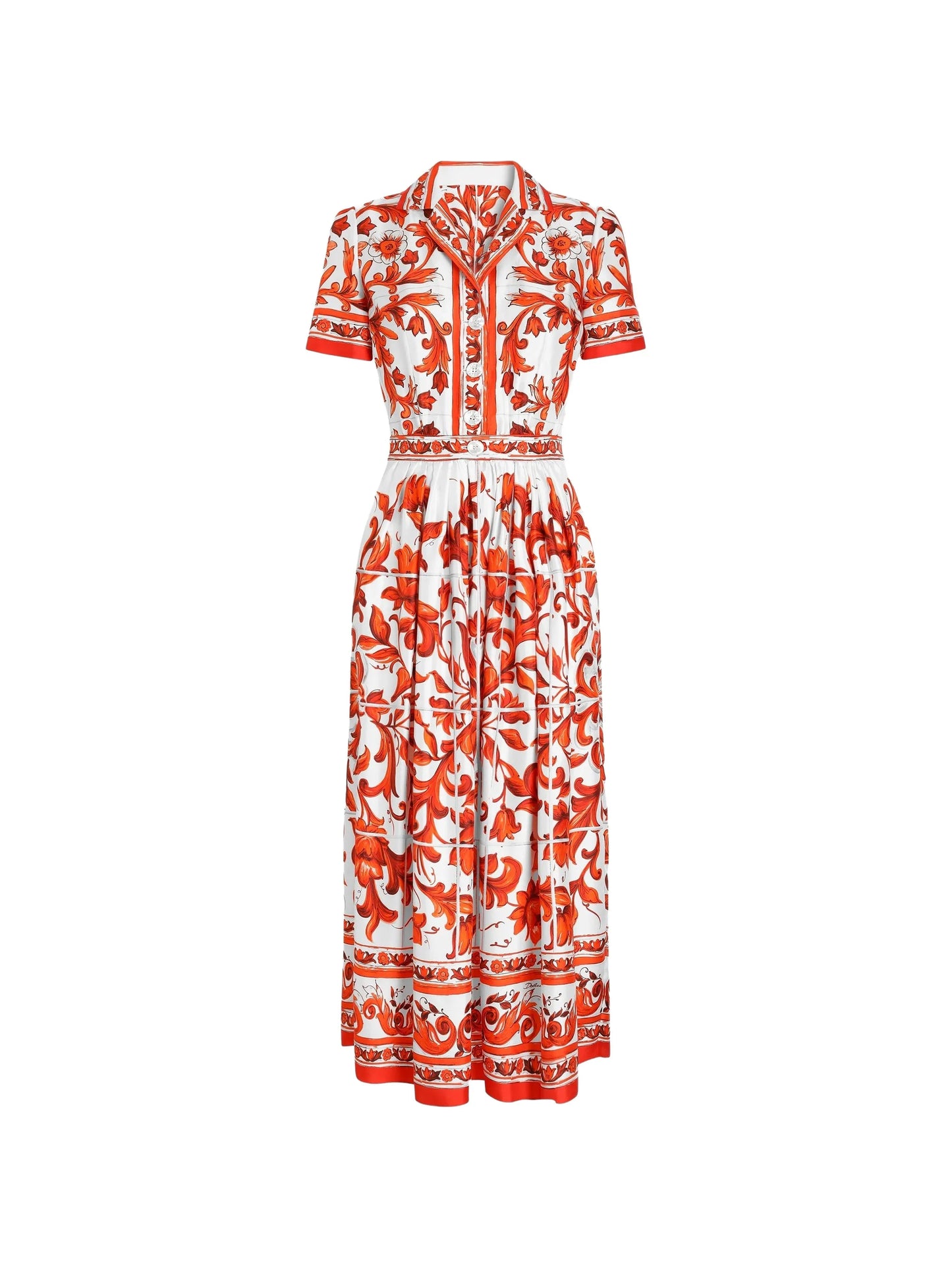 majolica-print twill dress