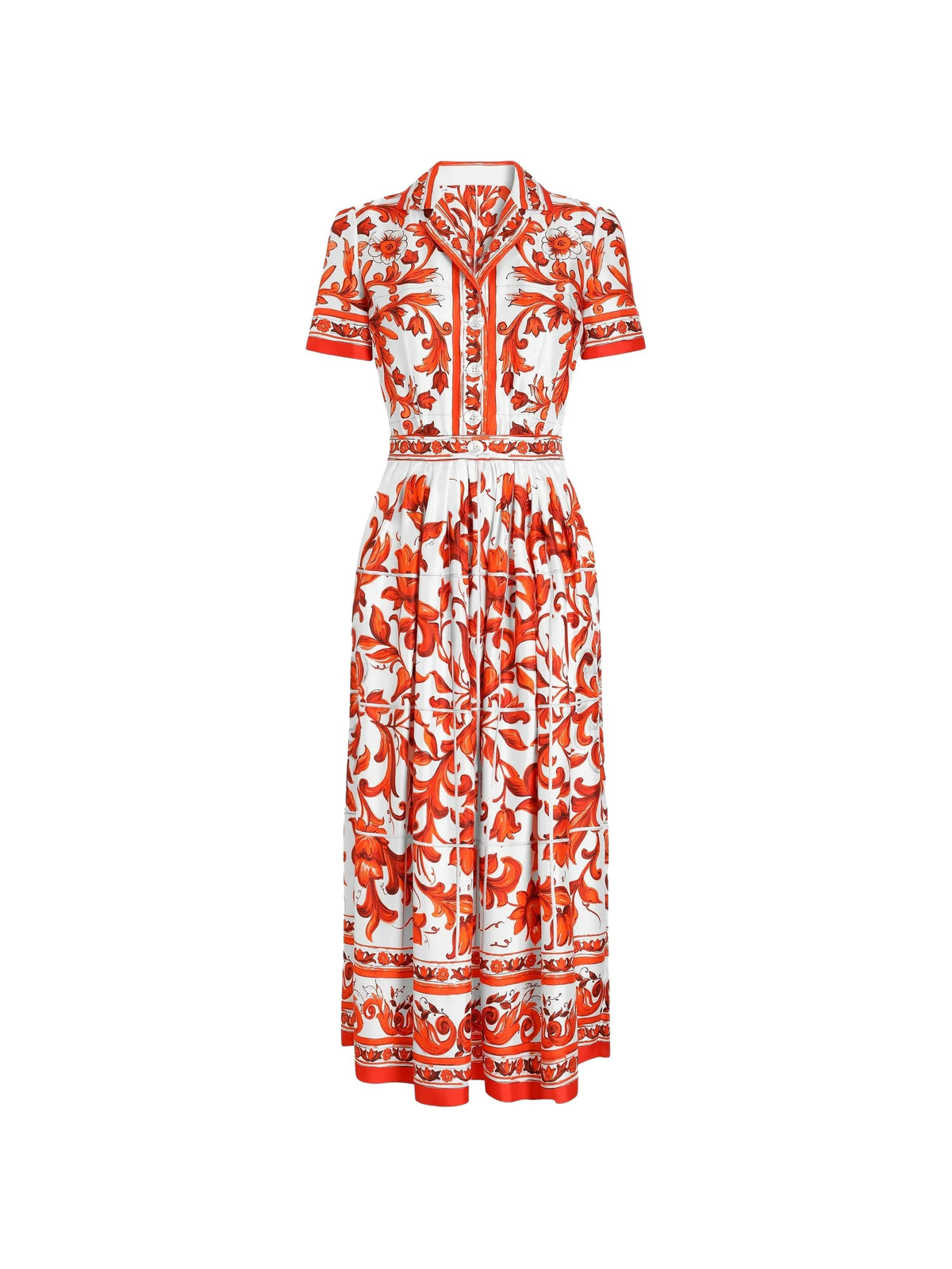 majolica-print twill dress