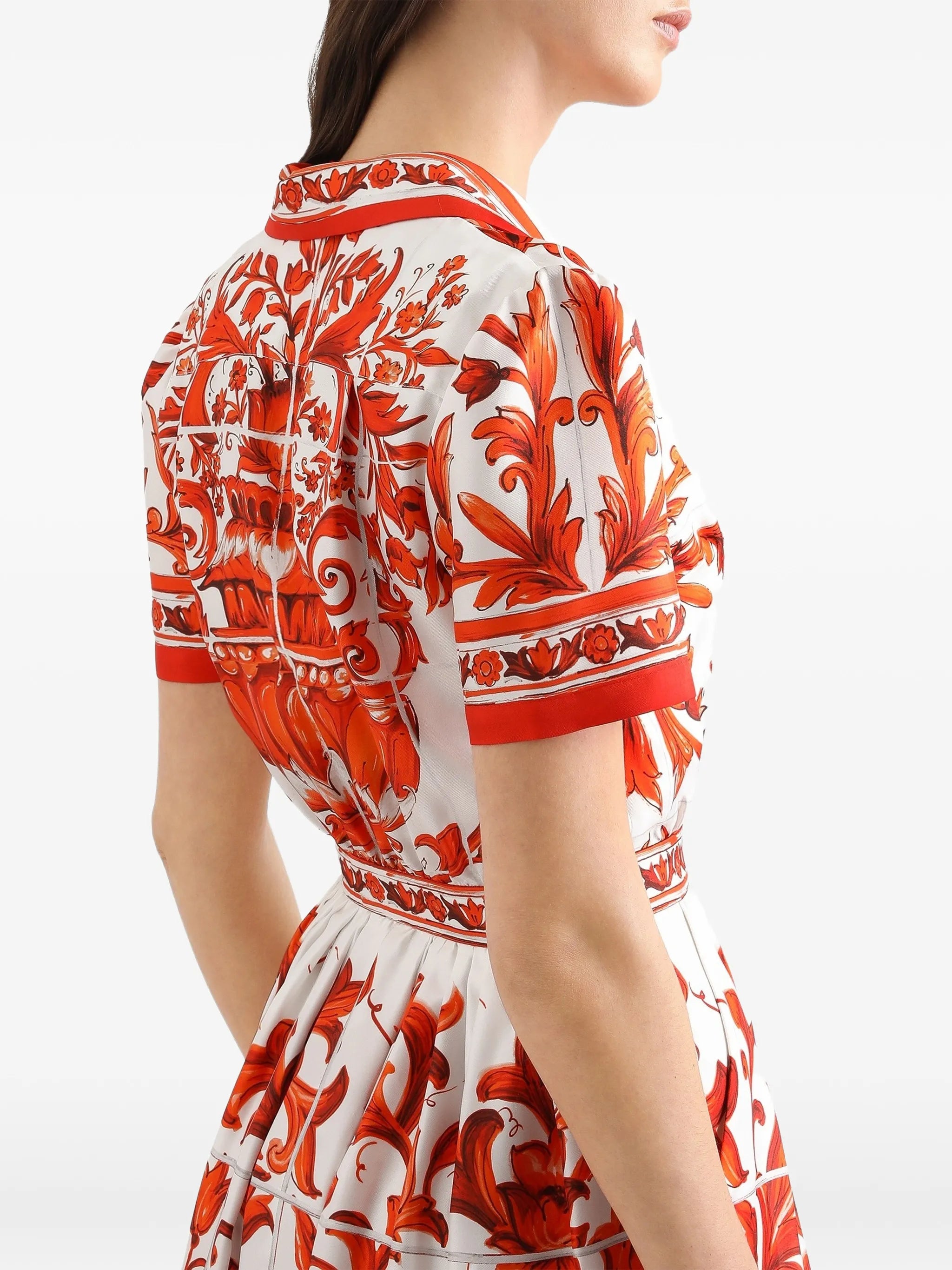 majolica-print twill dress