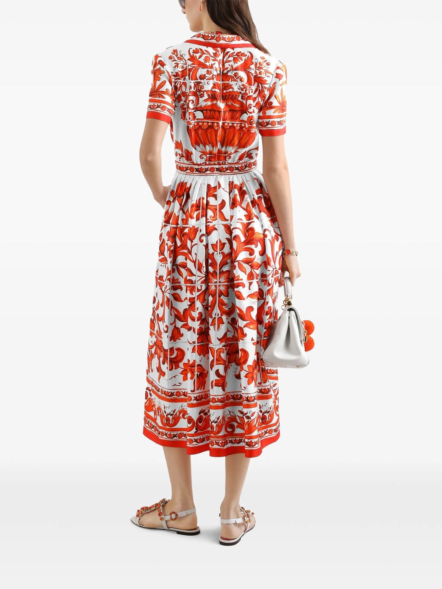 majolica-print twill dress