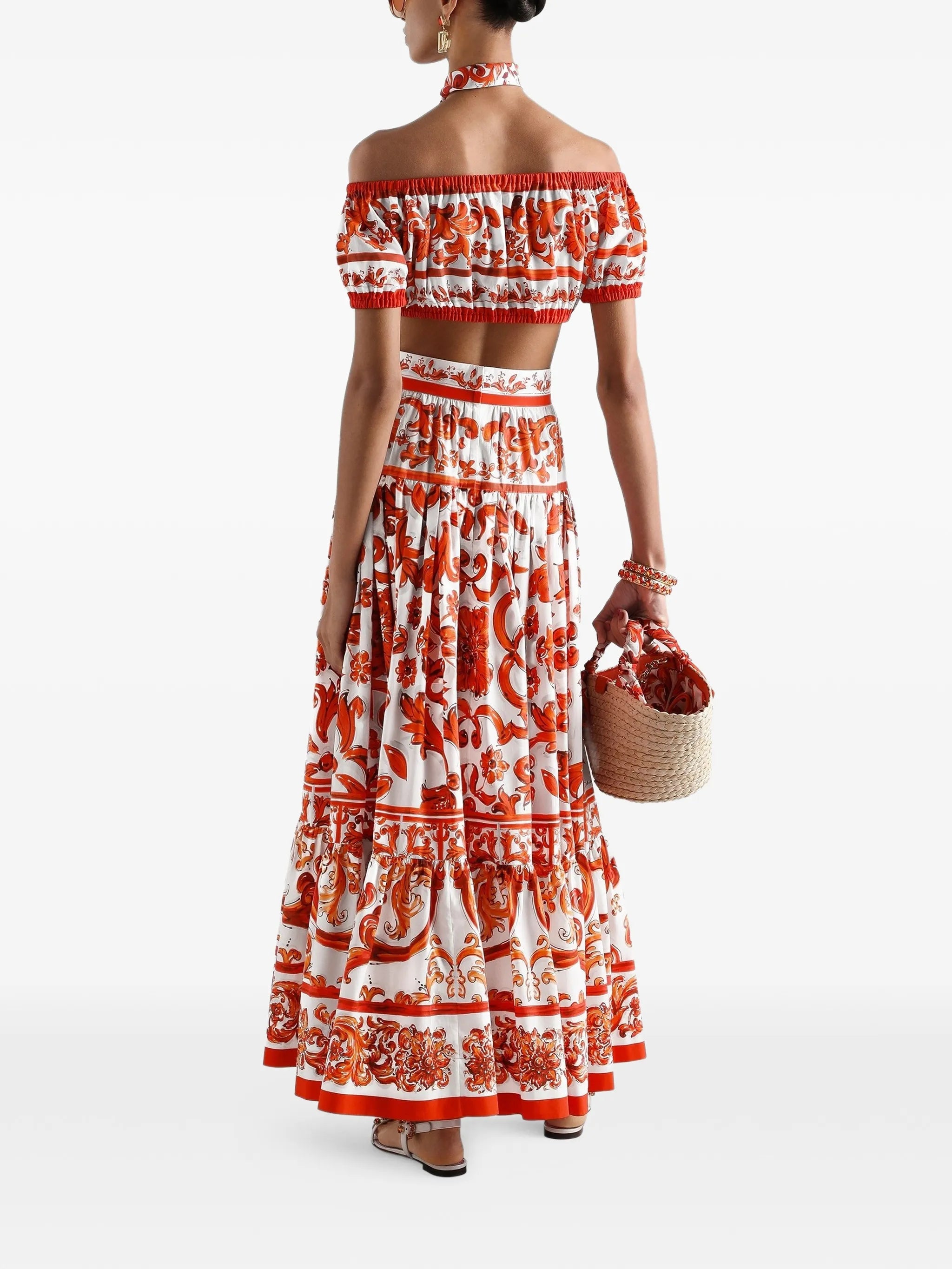 Majolica-print poplin top