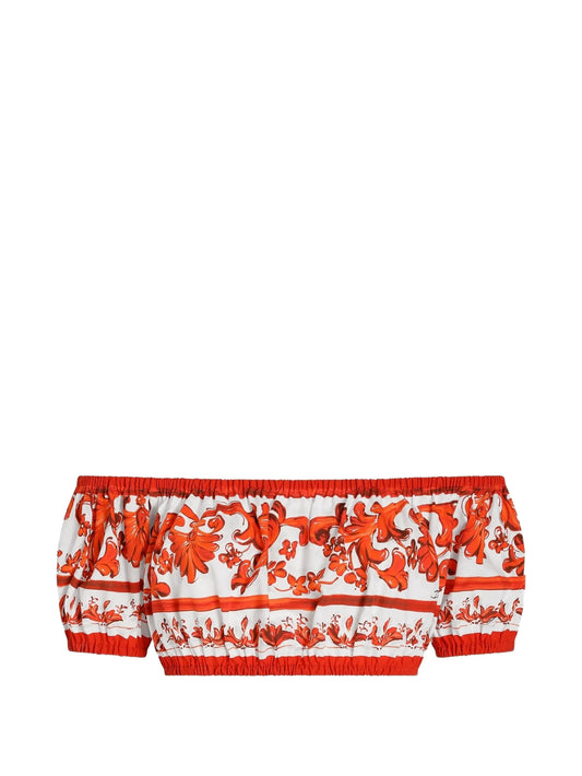 Majolica-print poplin top