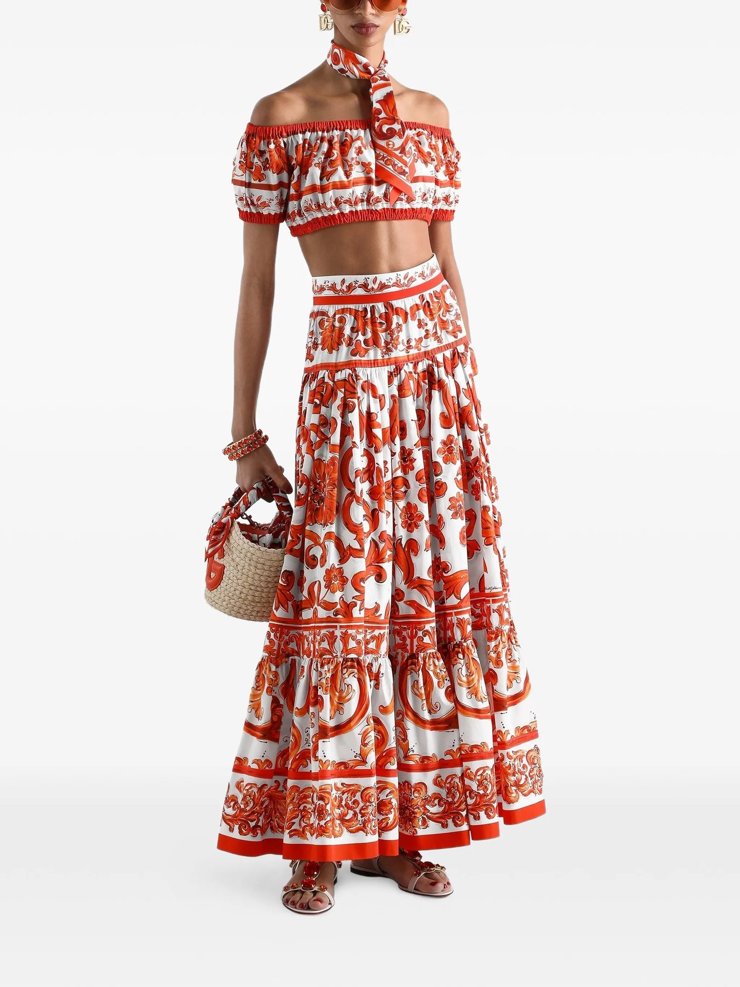 Majolica-print poplin top