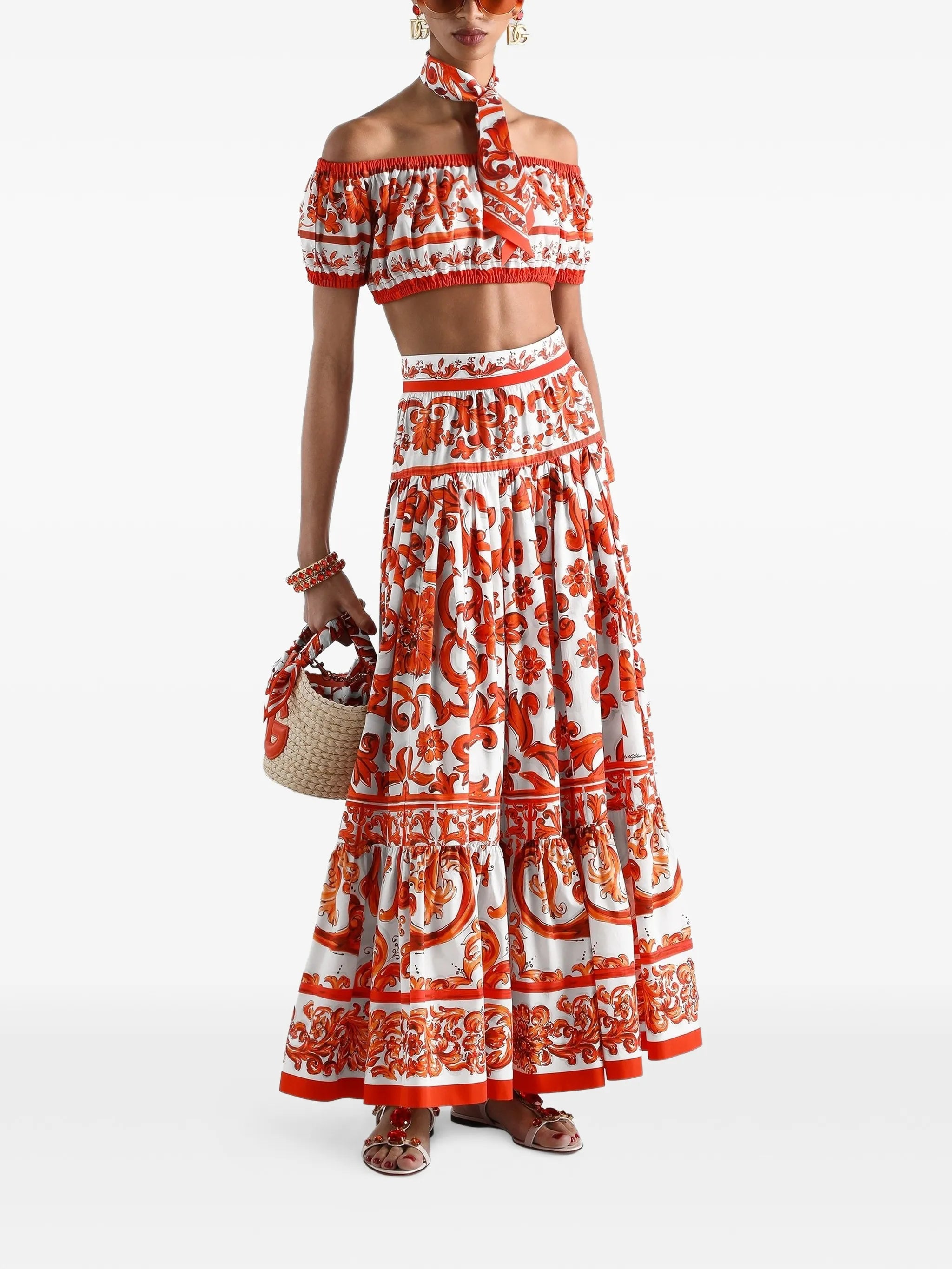 Majolica-print poplin top