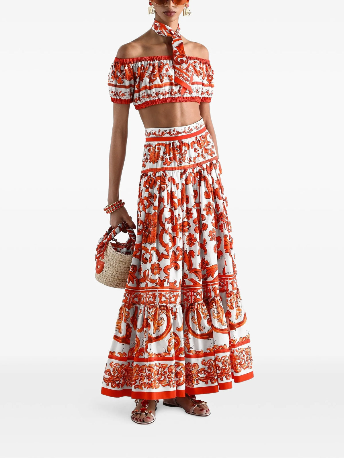 Majolica-print poplin top