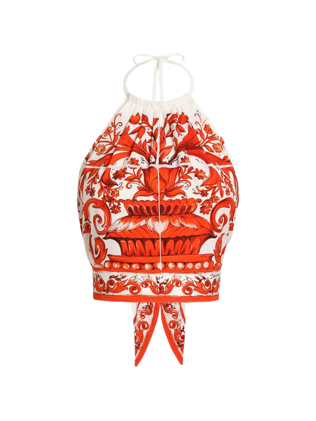 Majolica-print charmeuse top