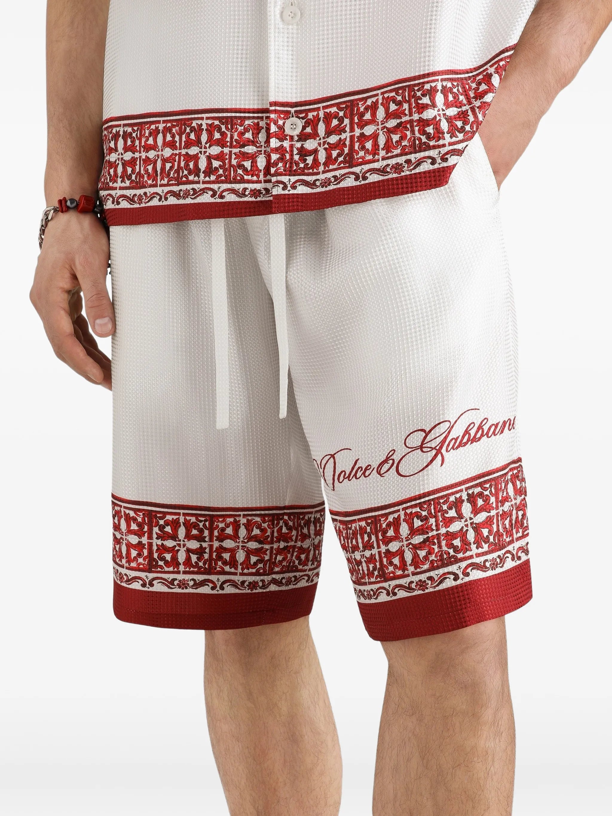 Majolica-print jacquard twill Vanity bermuda