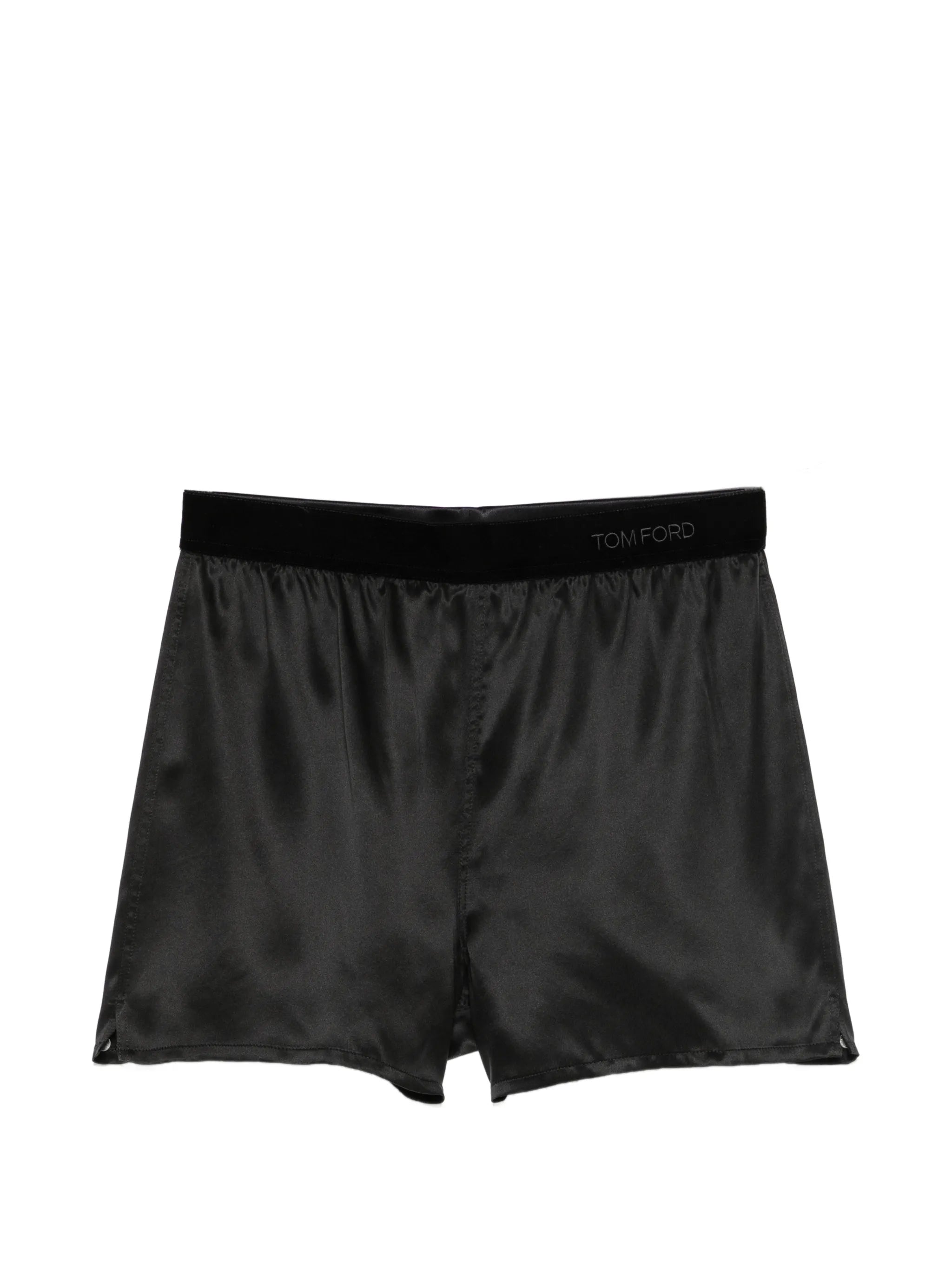 logo-waistband silk shorts