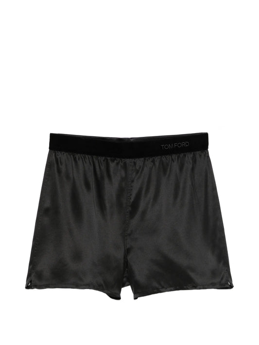 logo-waistband silk shorts