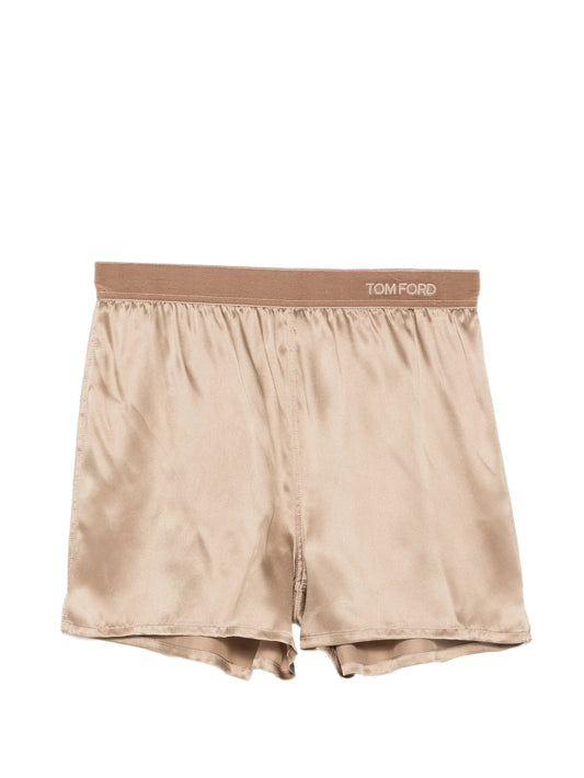 logo-waistband silk-satin pyjamas shorts