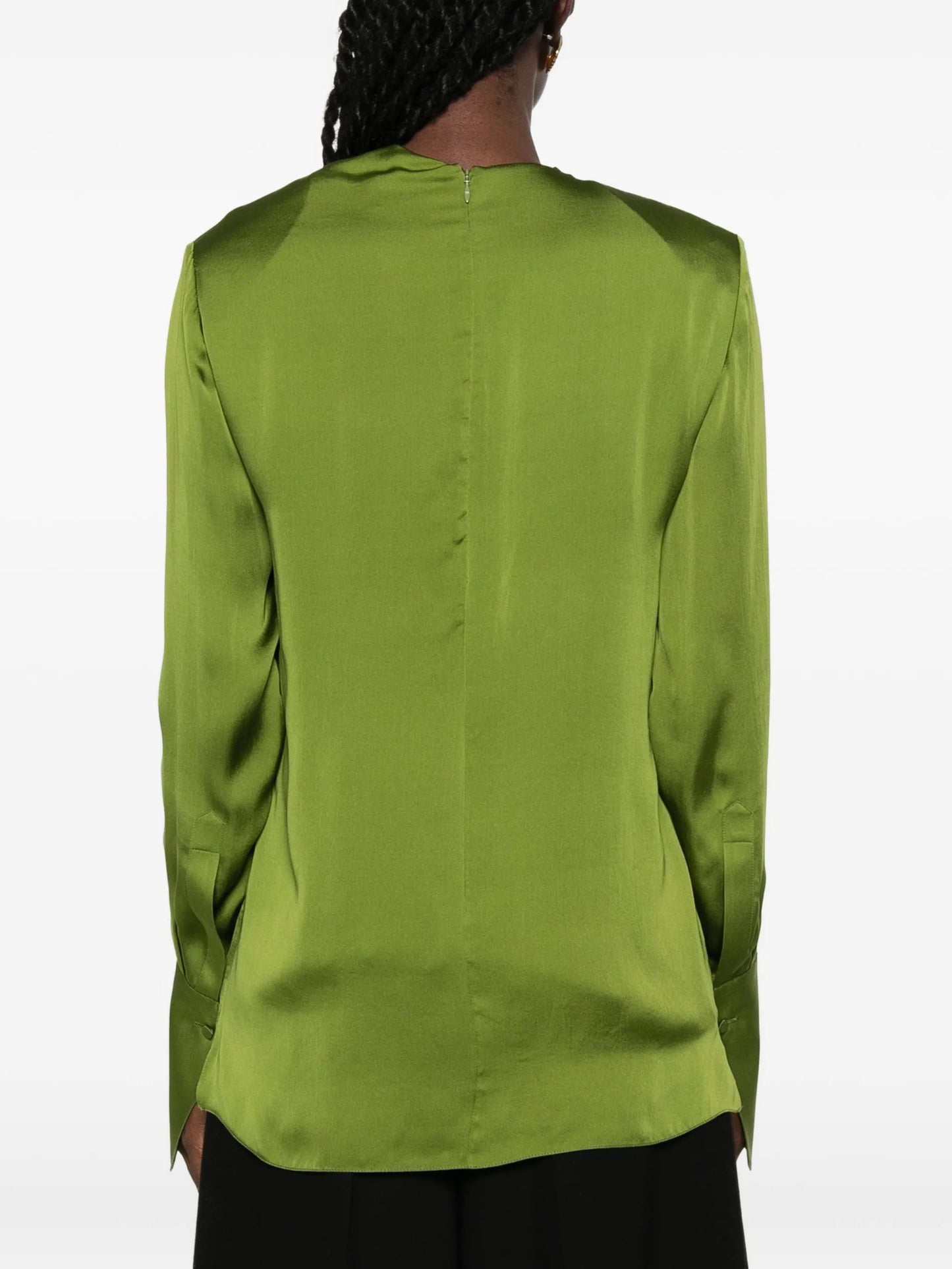 draped-collar blouse