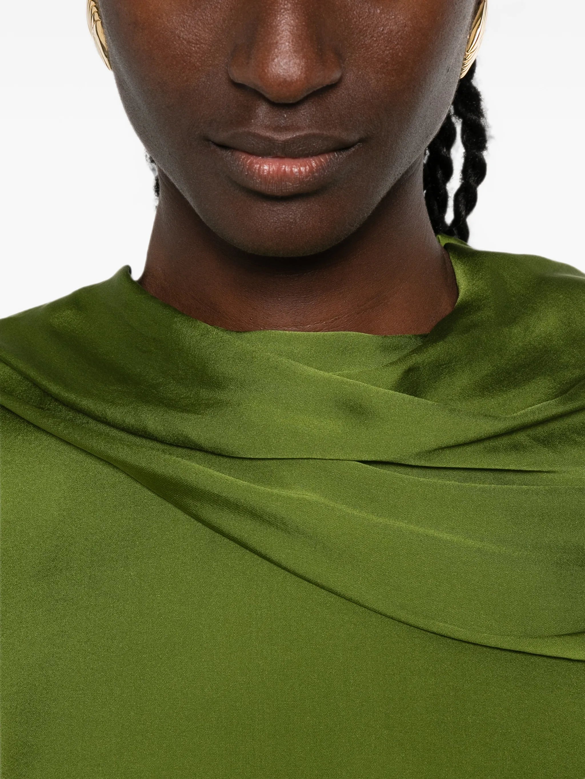draped-collar blouse