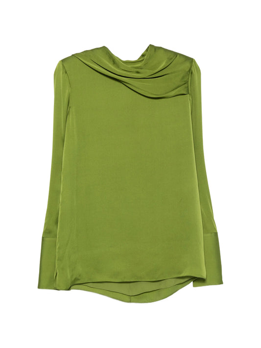 draped-collar blouse