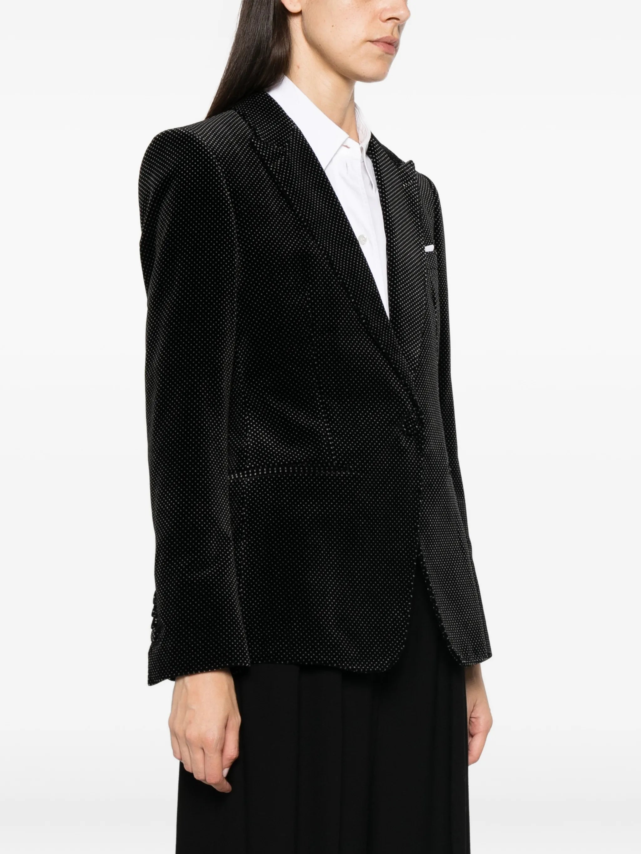 polka-dot velvet blazer