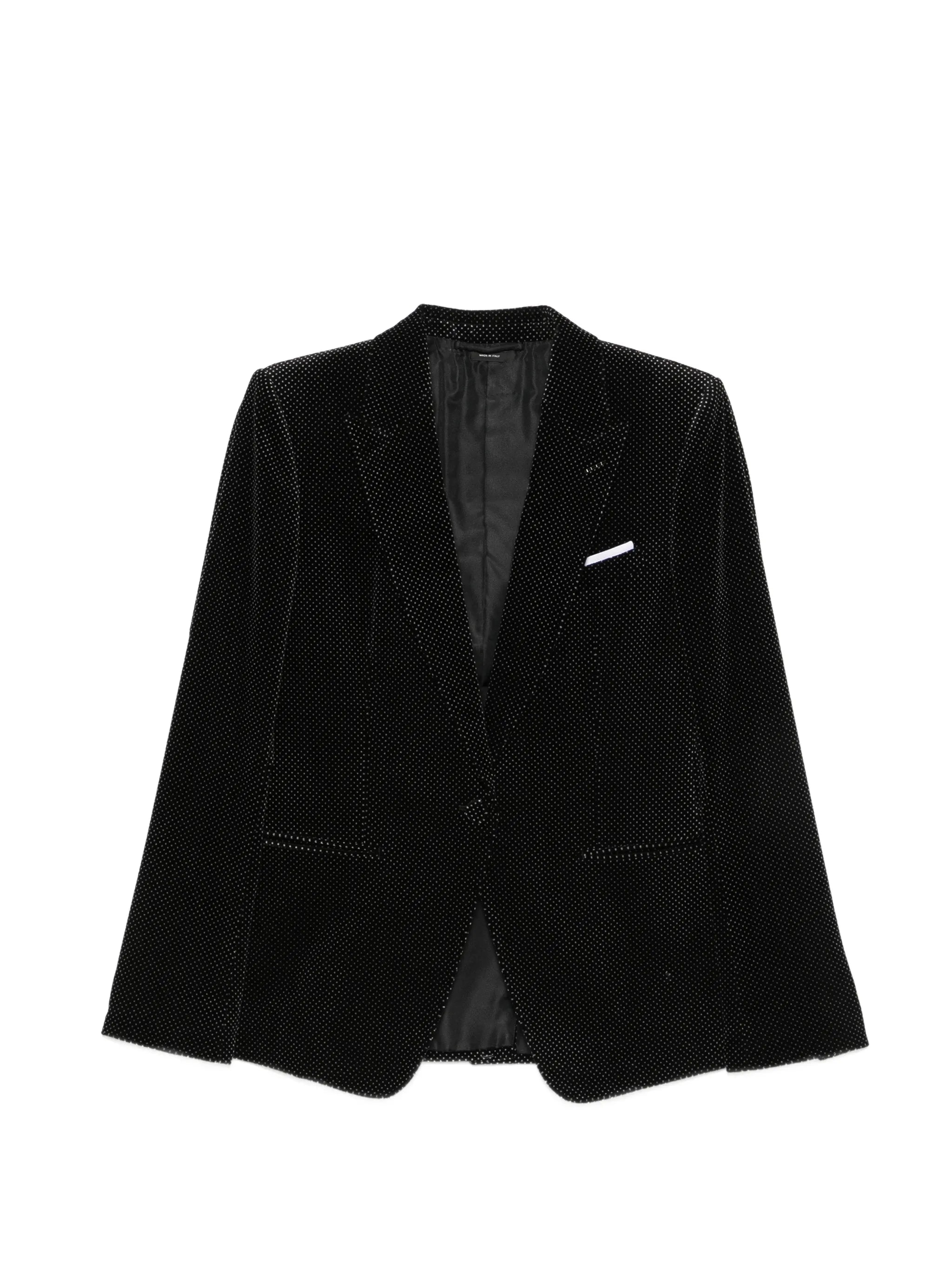 polka-dot velvet blazer