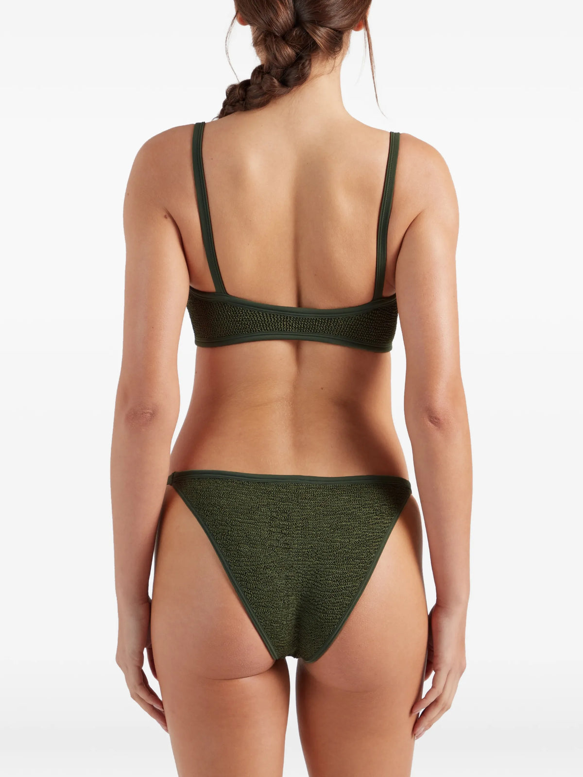 Iris ring-detail crinkle-effect bikini