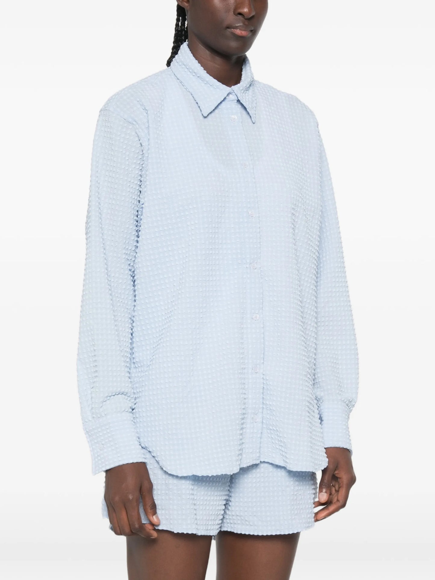 oversized seersucker shirt