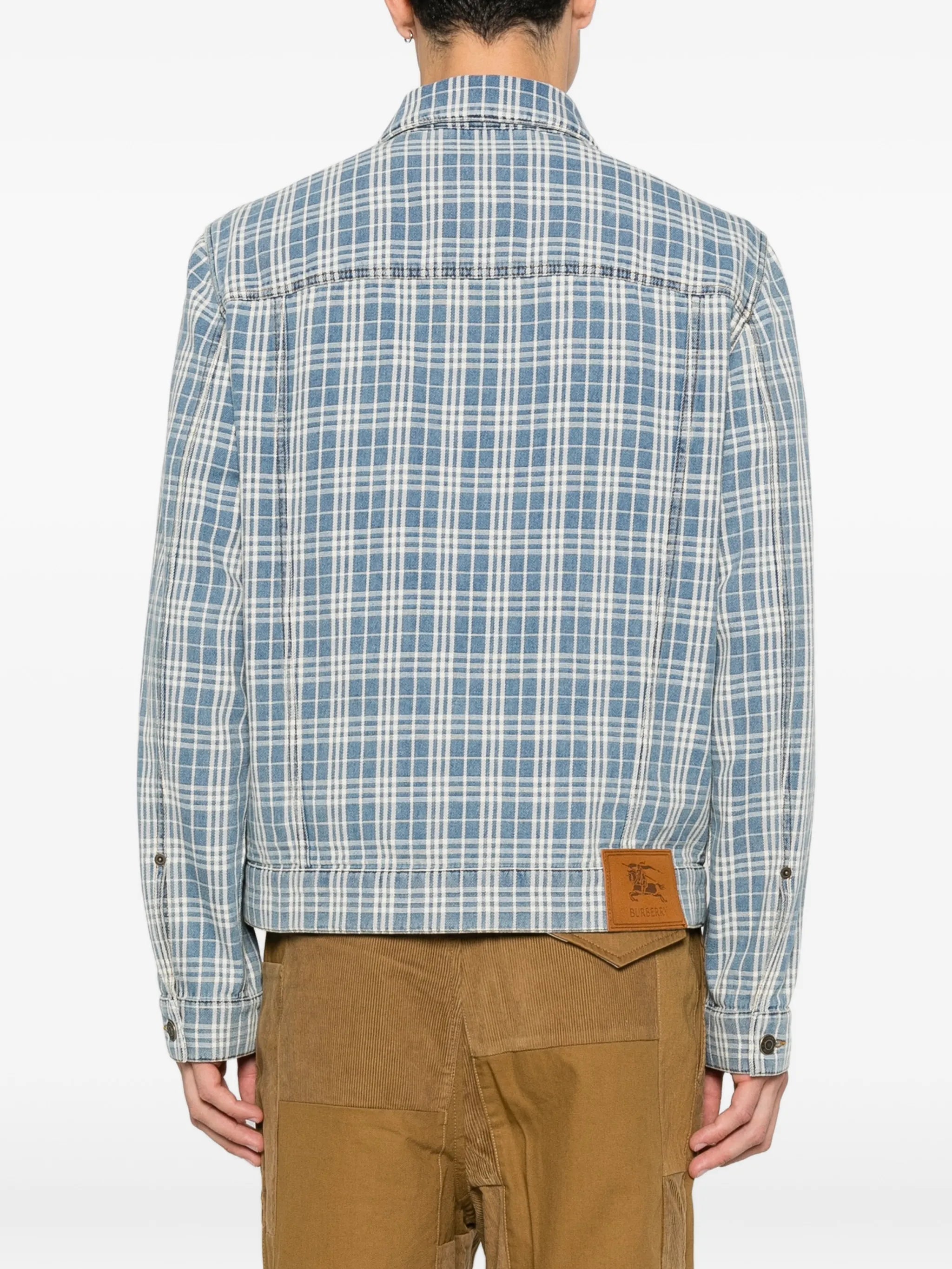 Darwen check-print denim jacket