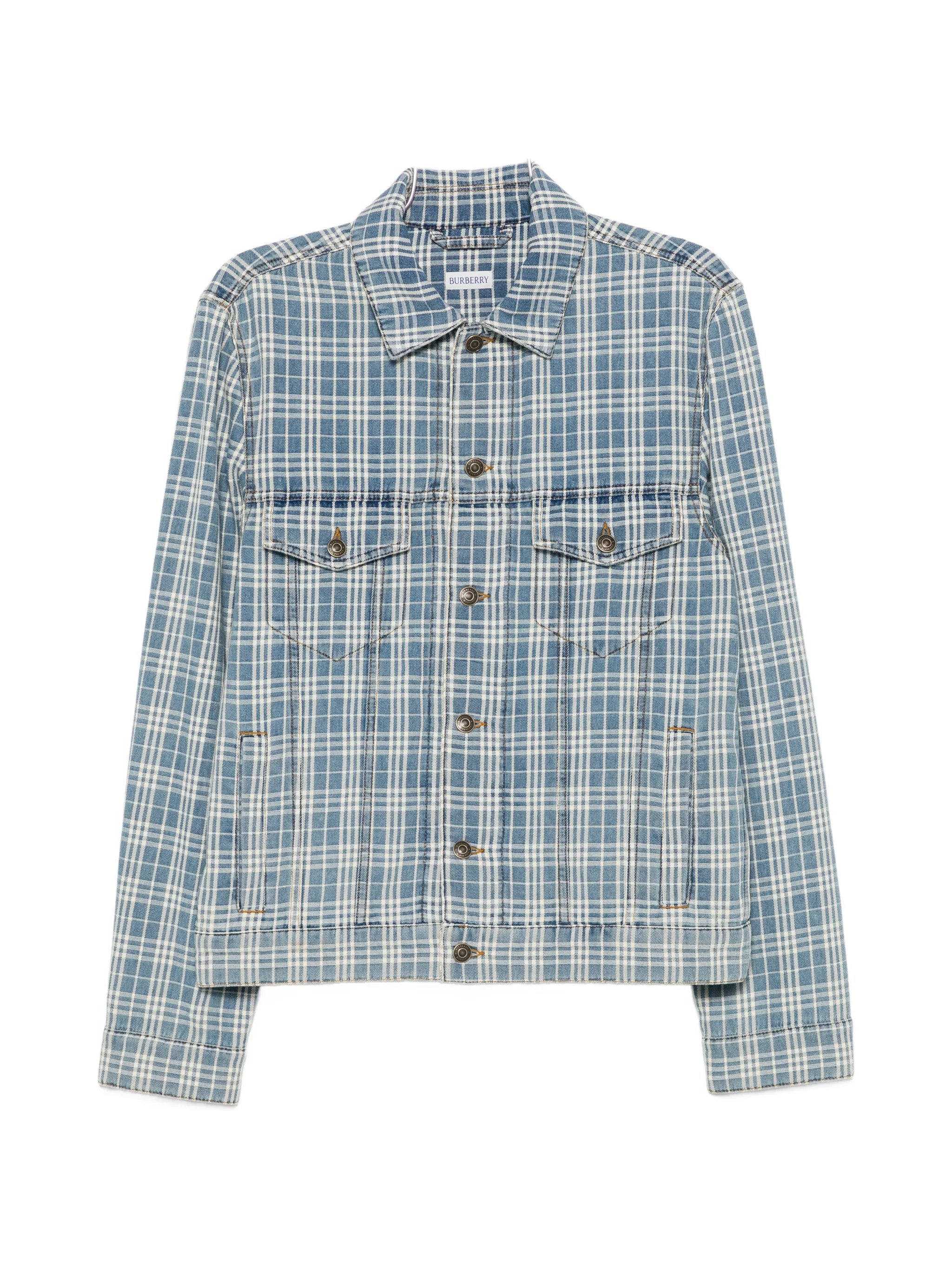 Darwen check-print denim jacket